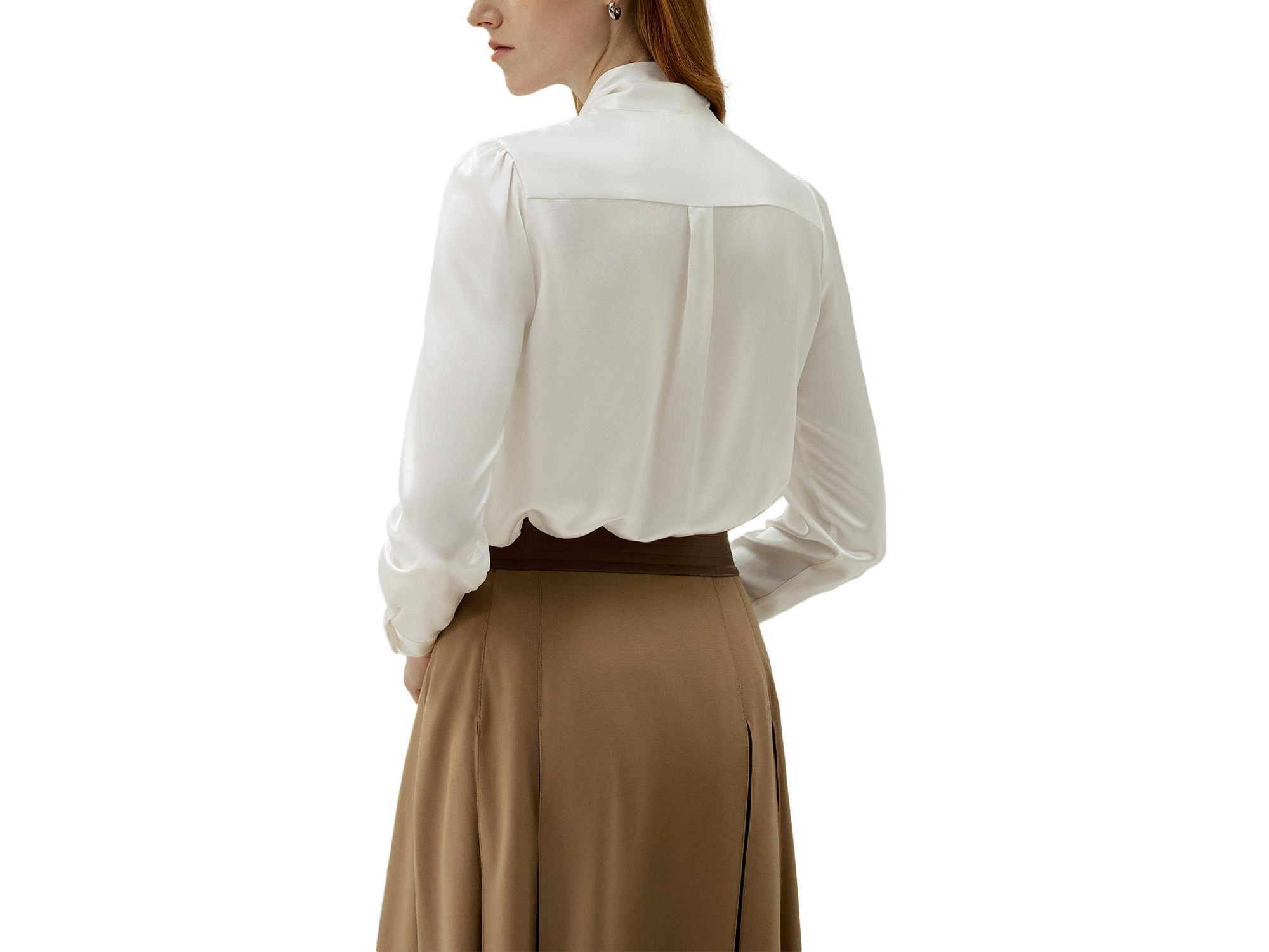 Women's Bow-tie Neck Silk Blouse — Image 3
