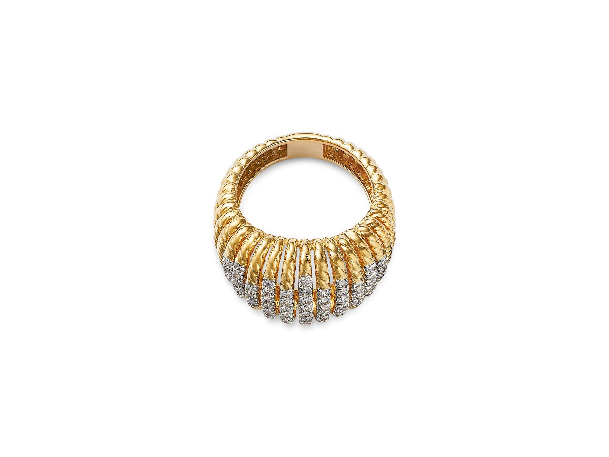 Diamond Openwork Dome Ring in 14K Yellow Gold, 1.0 tcw — Image 3