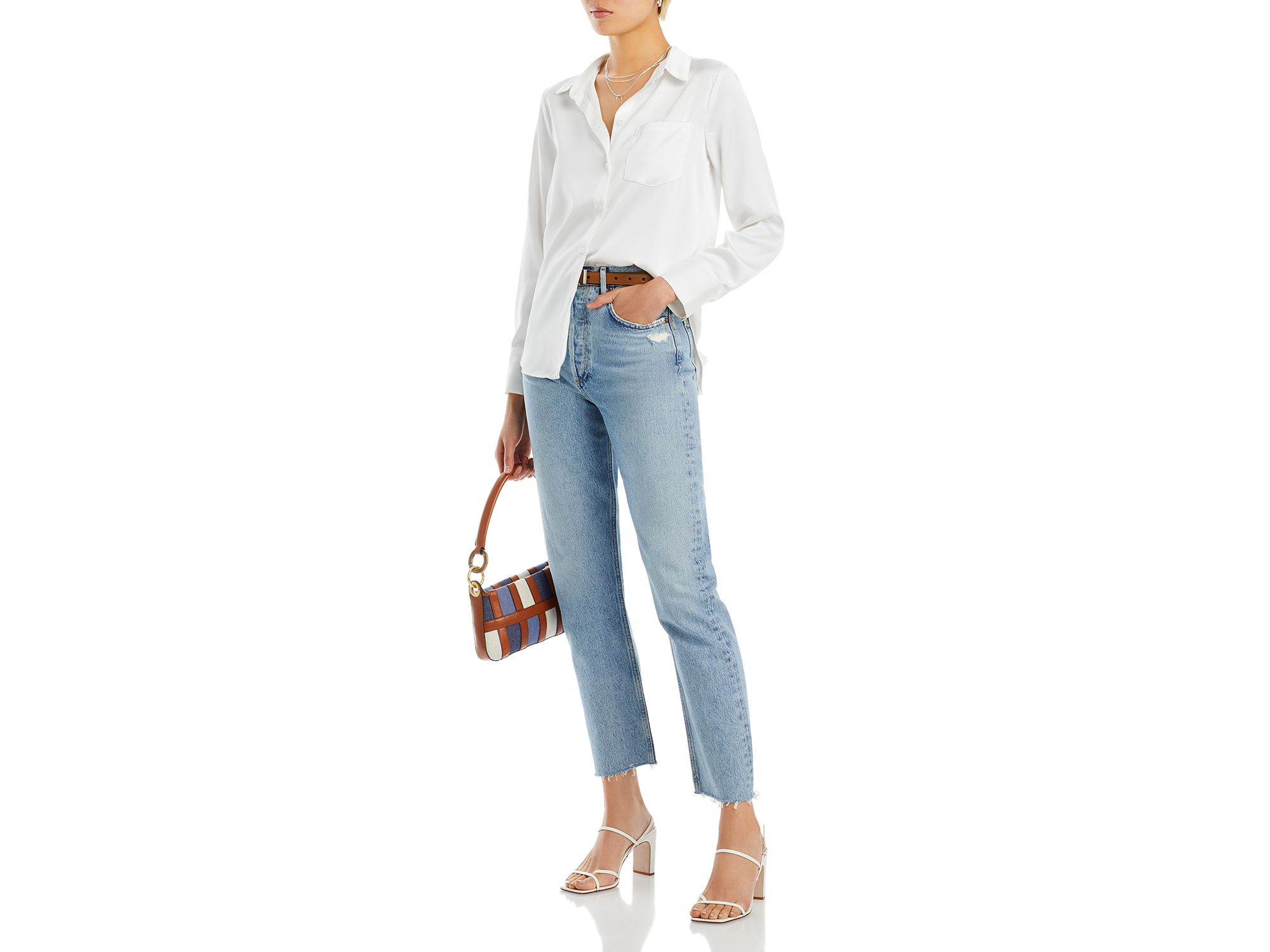 Satin Button Front Blouse - Exclusive — Image 3