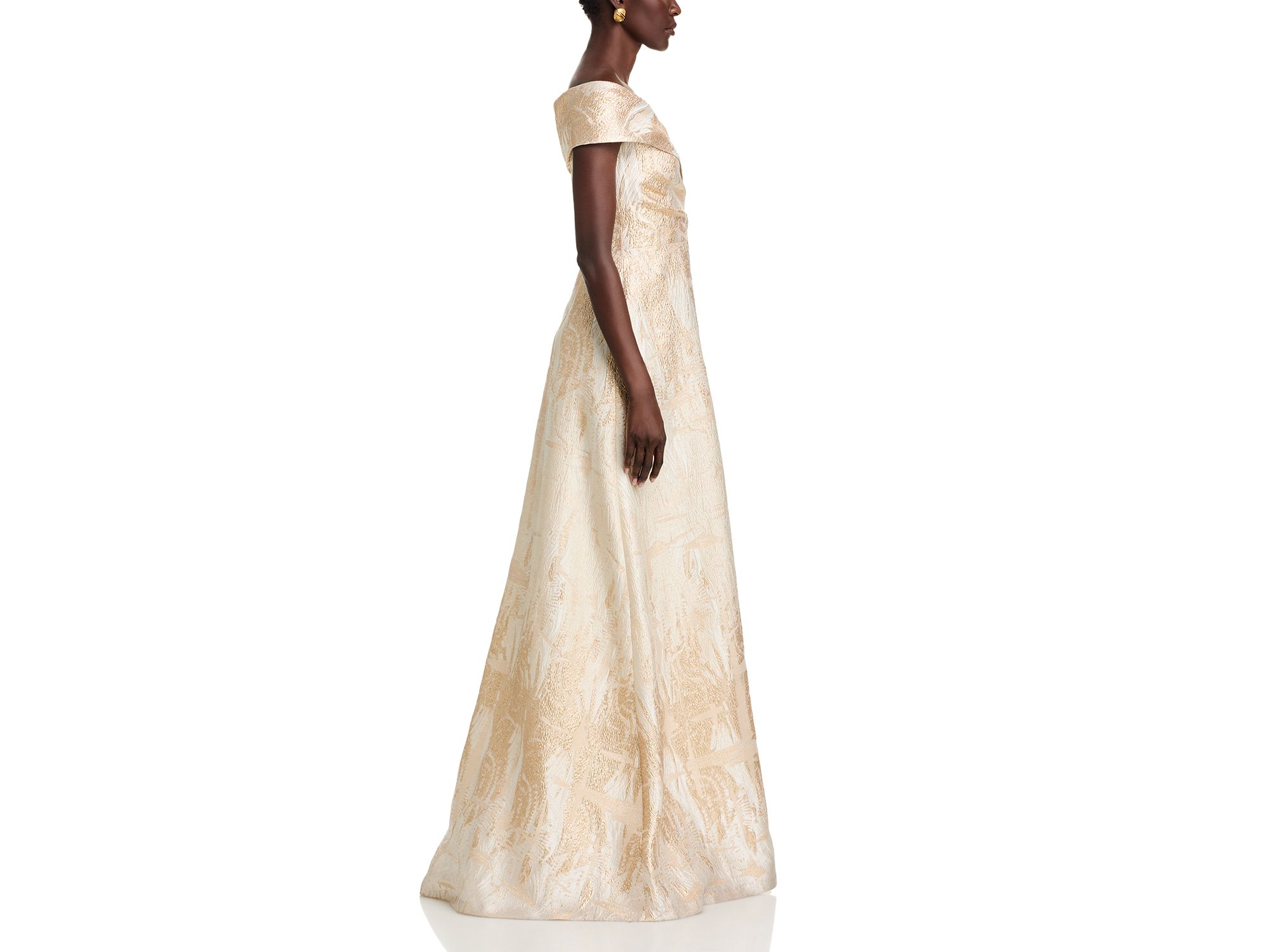 Metallic Jacquard Off-the-Shoulder Gown — Image 5