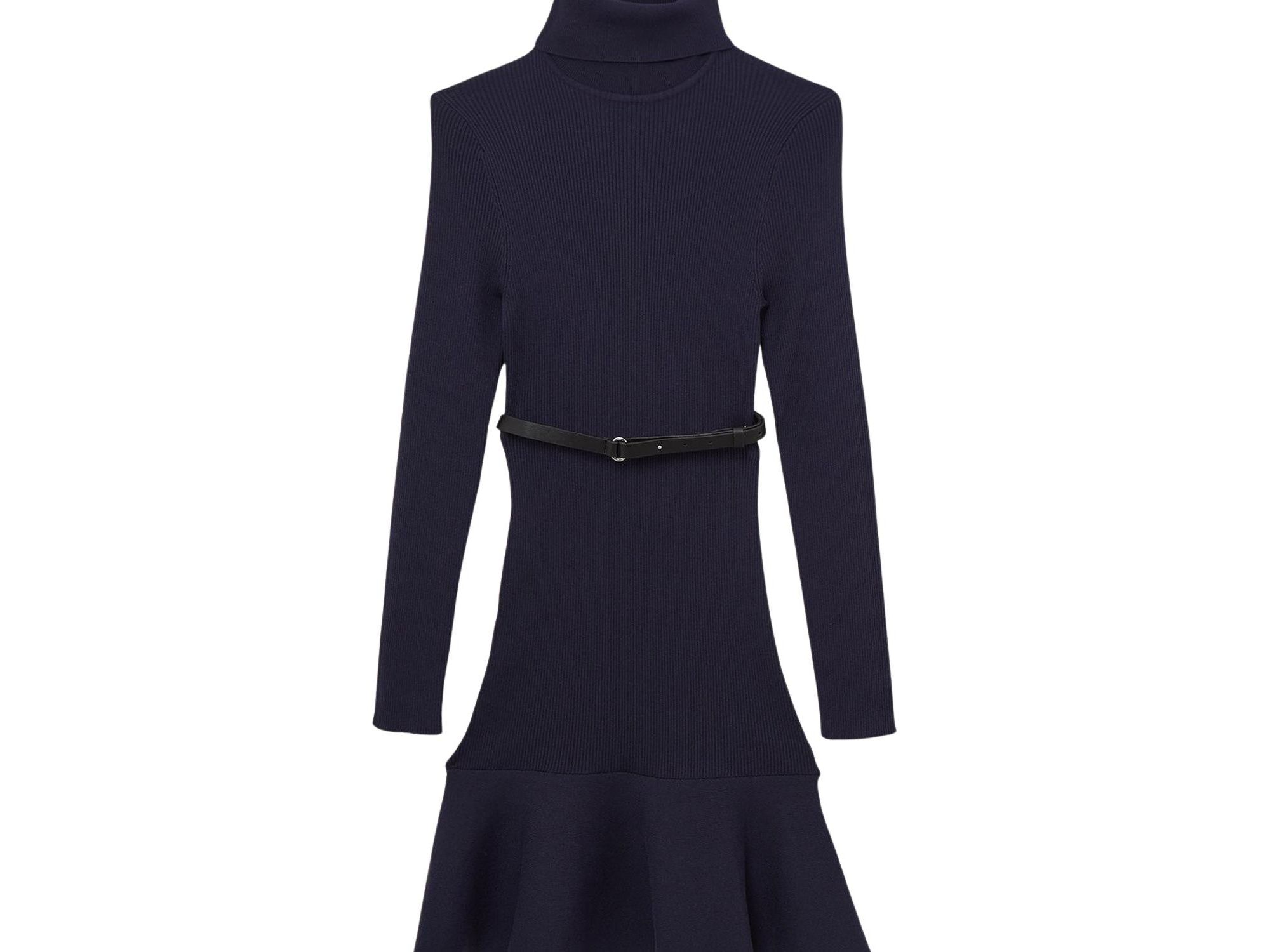 Roll Neck Belted Flippy Hem Mini Dress — Image 4