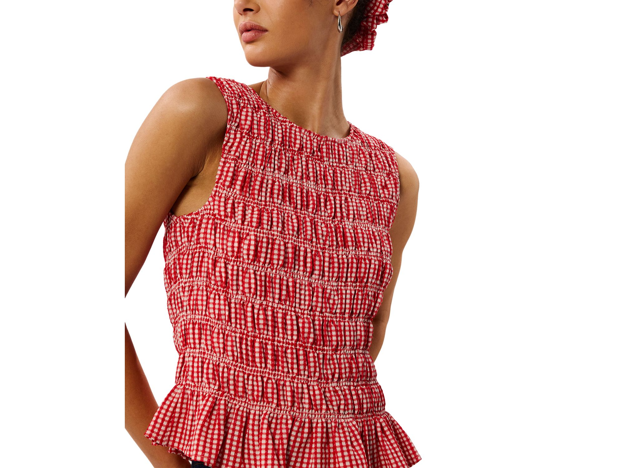 Gingham Shirred Top — Image 4