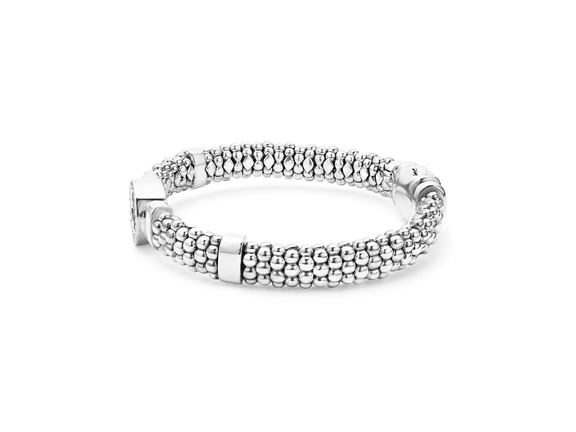 Sterling Caviar Spark Diamond Circle Bead Link Bracelet — Image 4