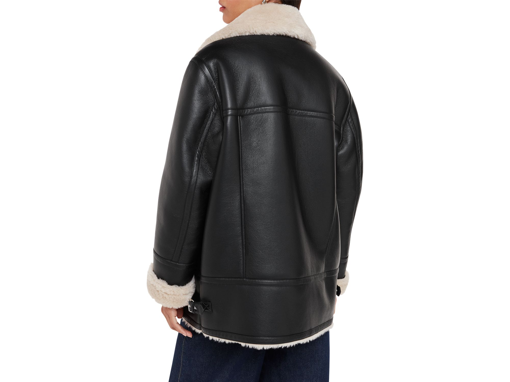 Faux Fur Aviator Coat — Image 3