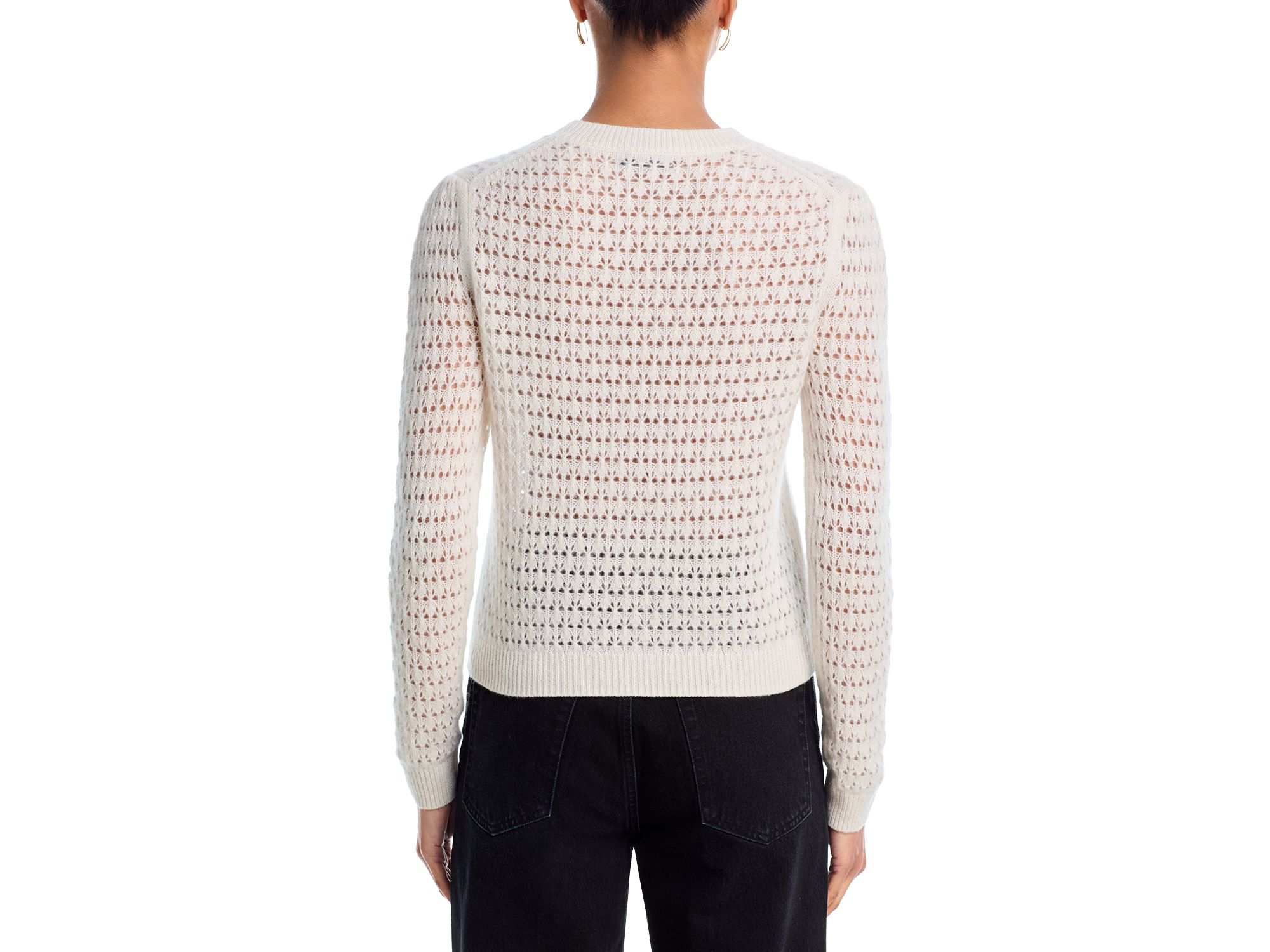 100% Cashmere Openwork Crewneck Sweater - Exclusive — Image 3