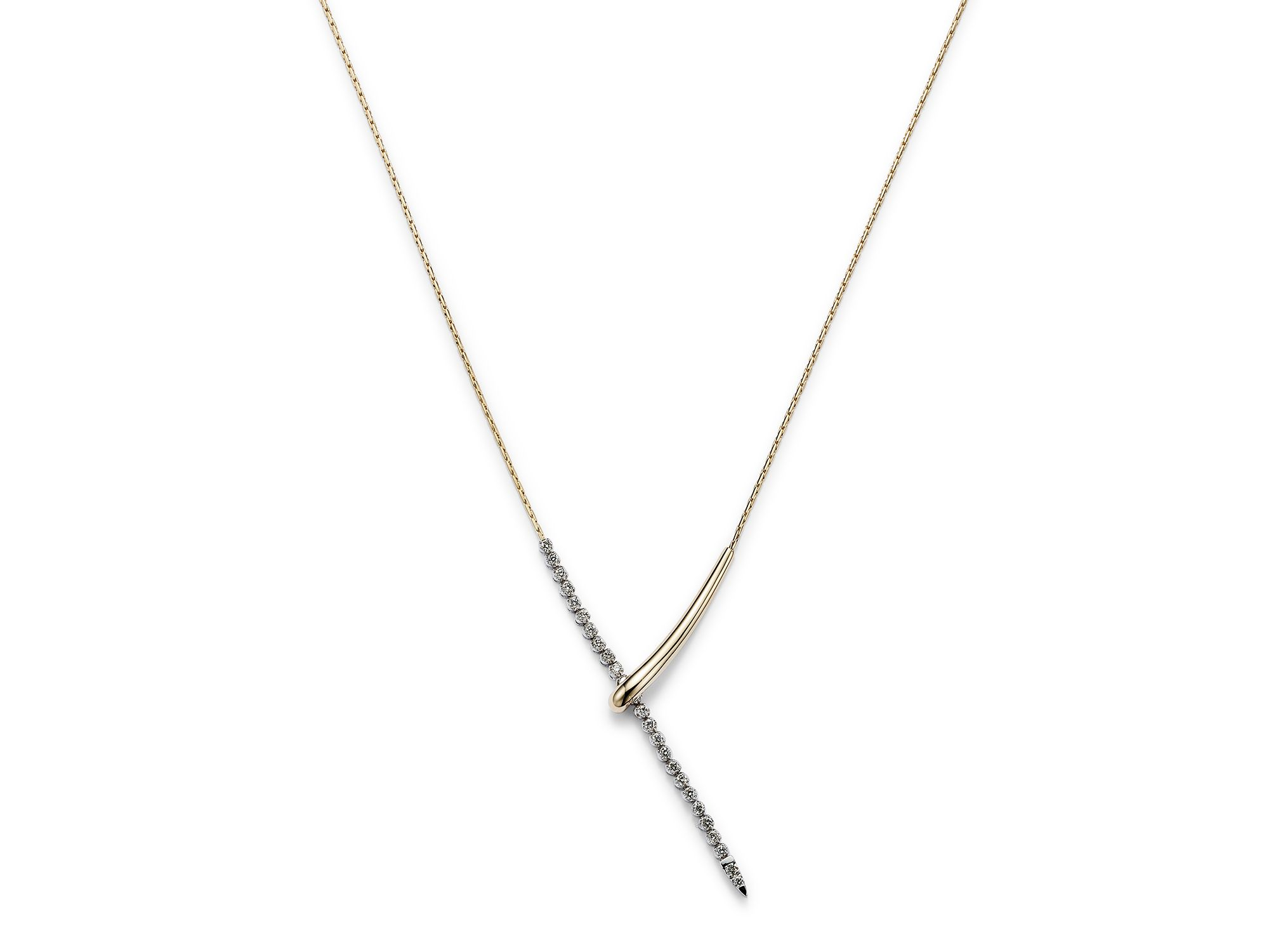 Diamond Y Necklace in 14K Yellow and White Gold, .50 tcw — Image 4