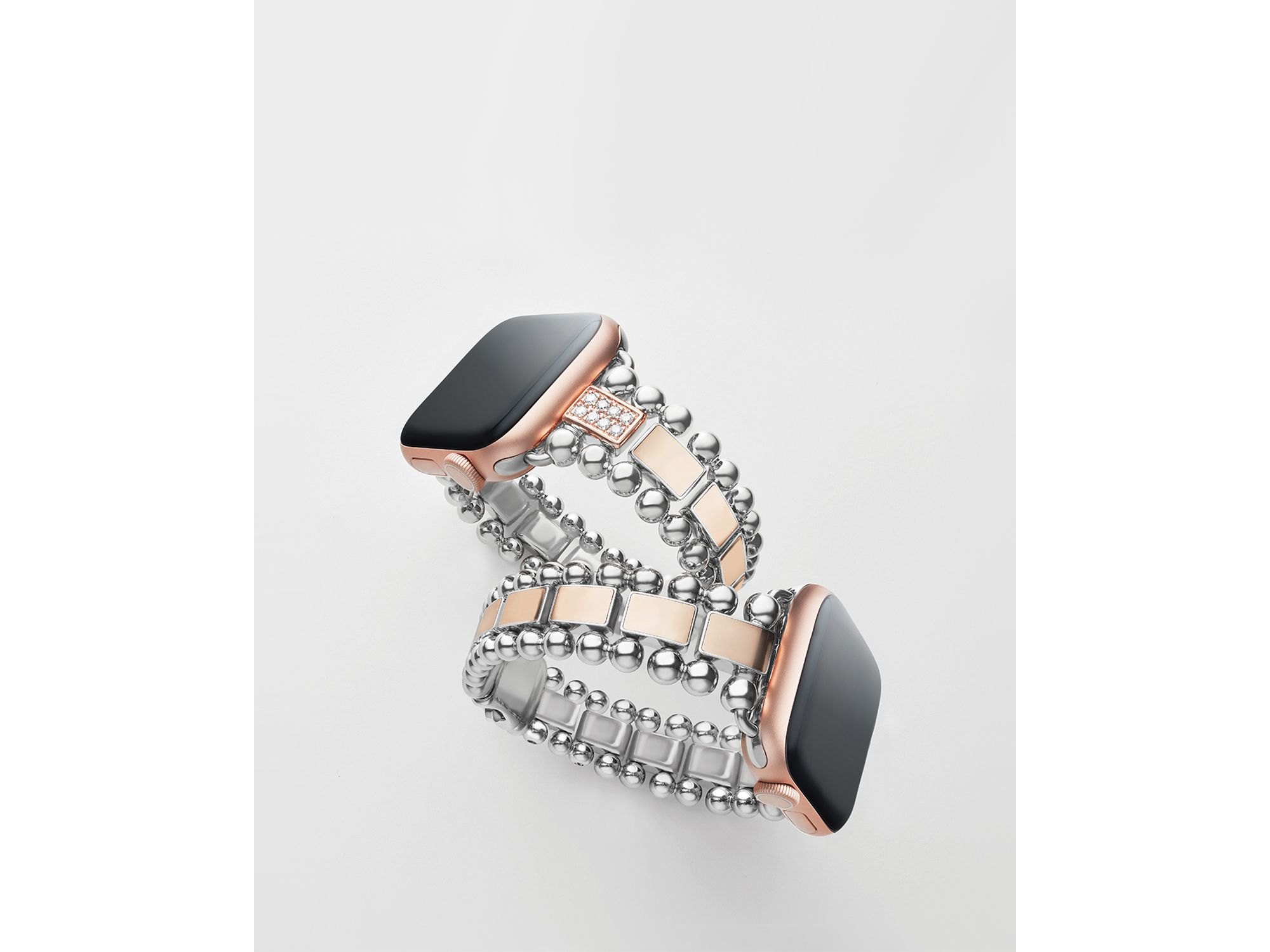 Smart Caviar 18K Rose Gold & Sterling Silver Single Diamond Apple™ Watch Bracelet, 38-44mm — Image 3