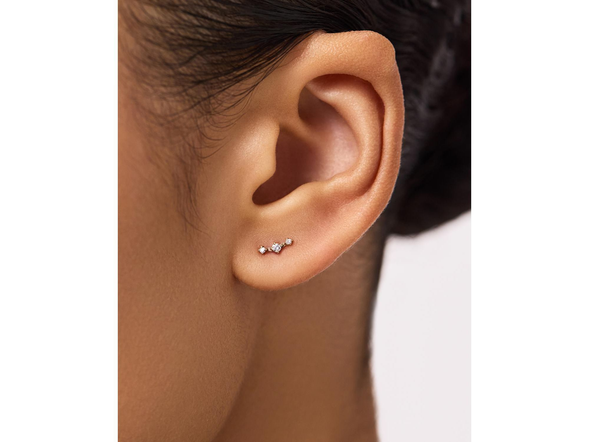 Gold Triple Lab-Grown Diamond Studs — Image 3