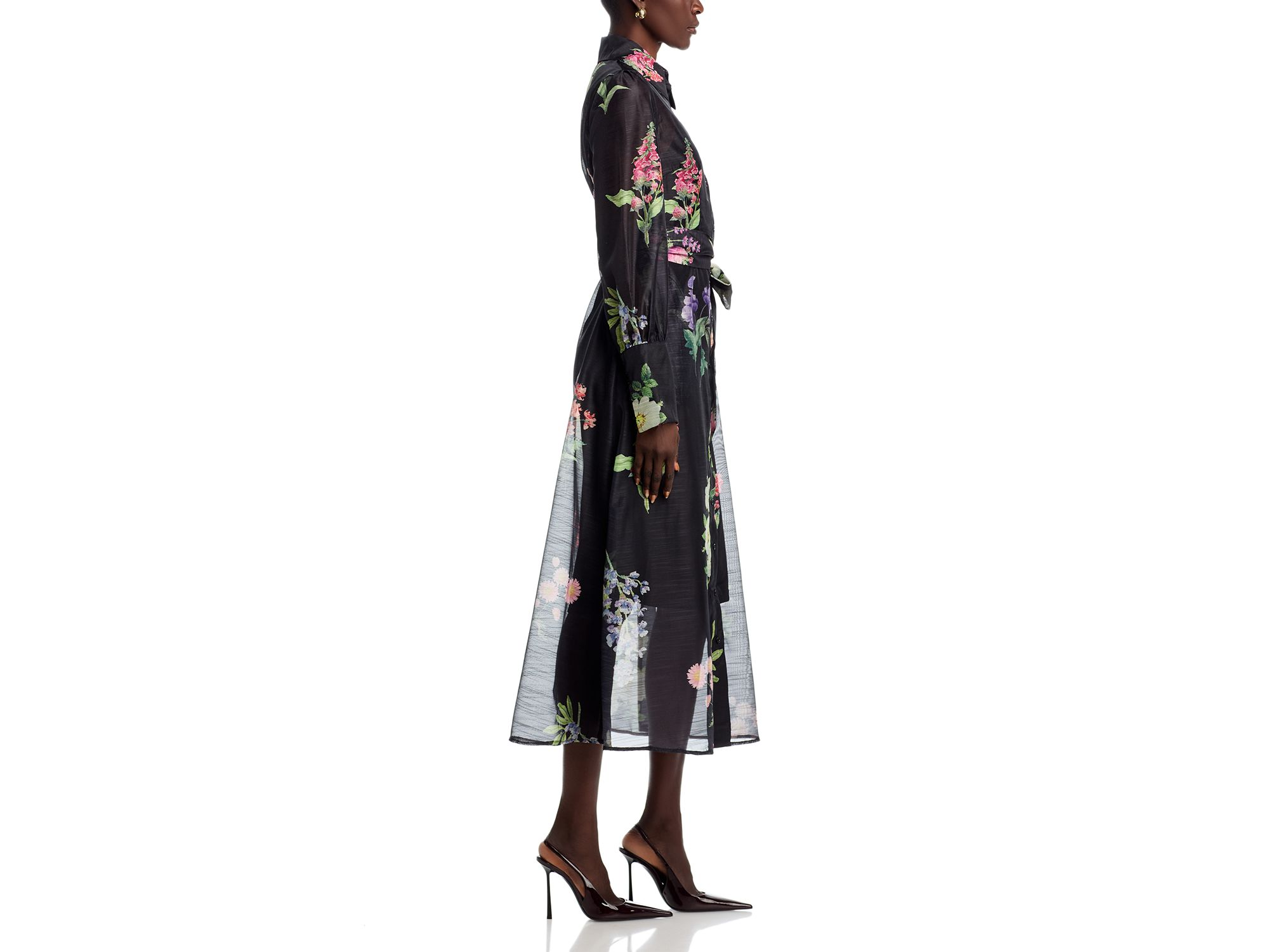 Sheer Floral Button Front Dress — Image 5