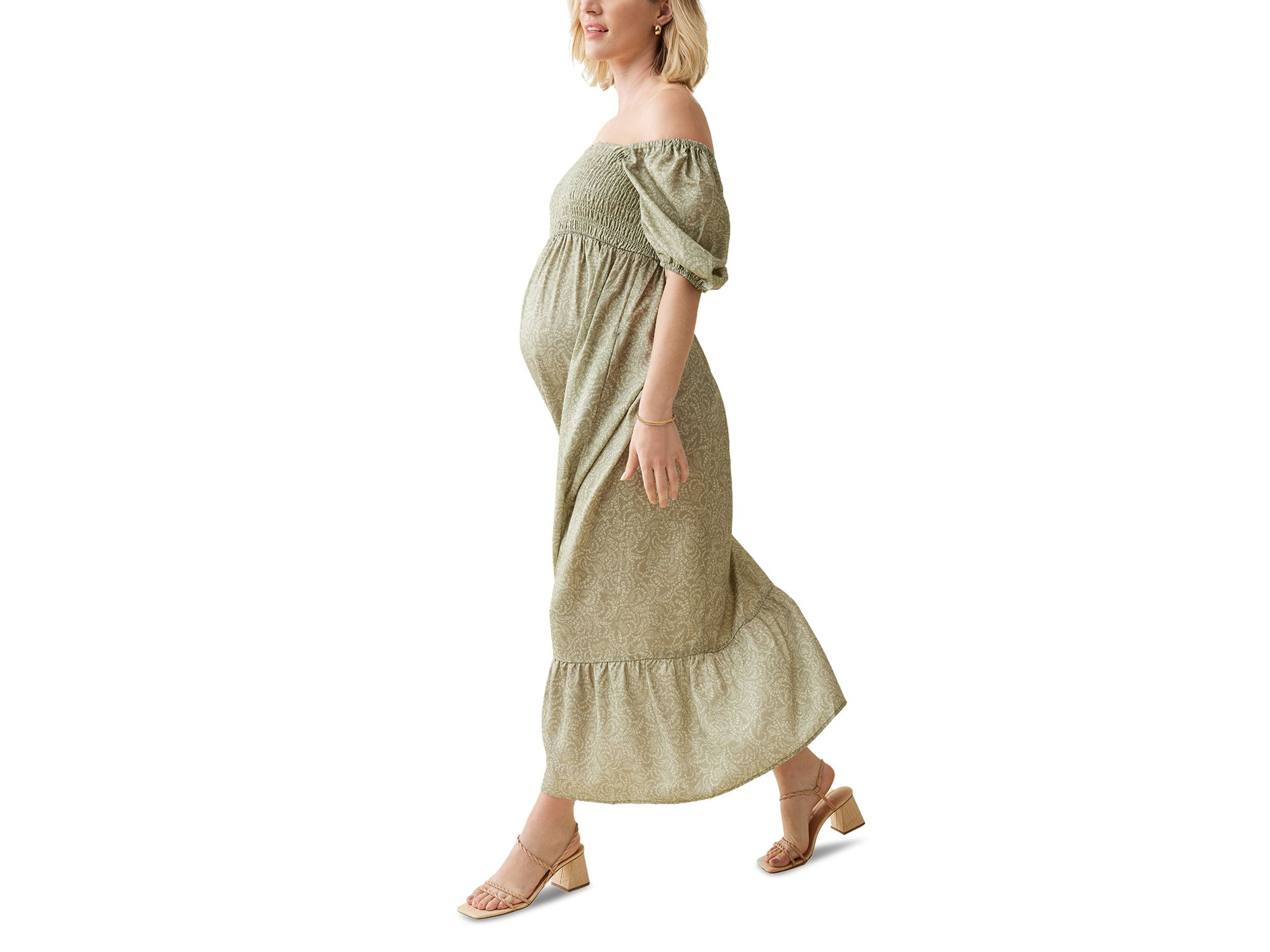 Elbow Sleeve Smocked Maxi Dress — Image 5