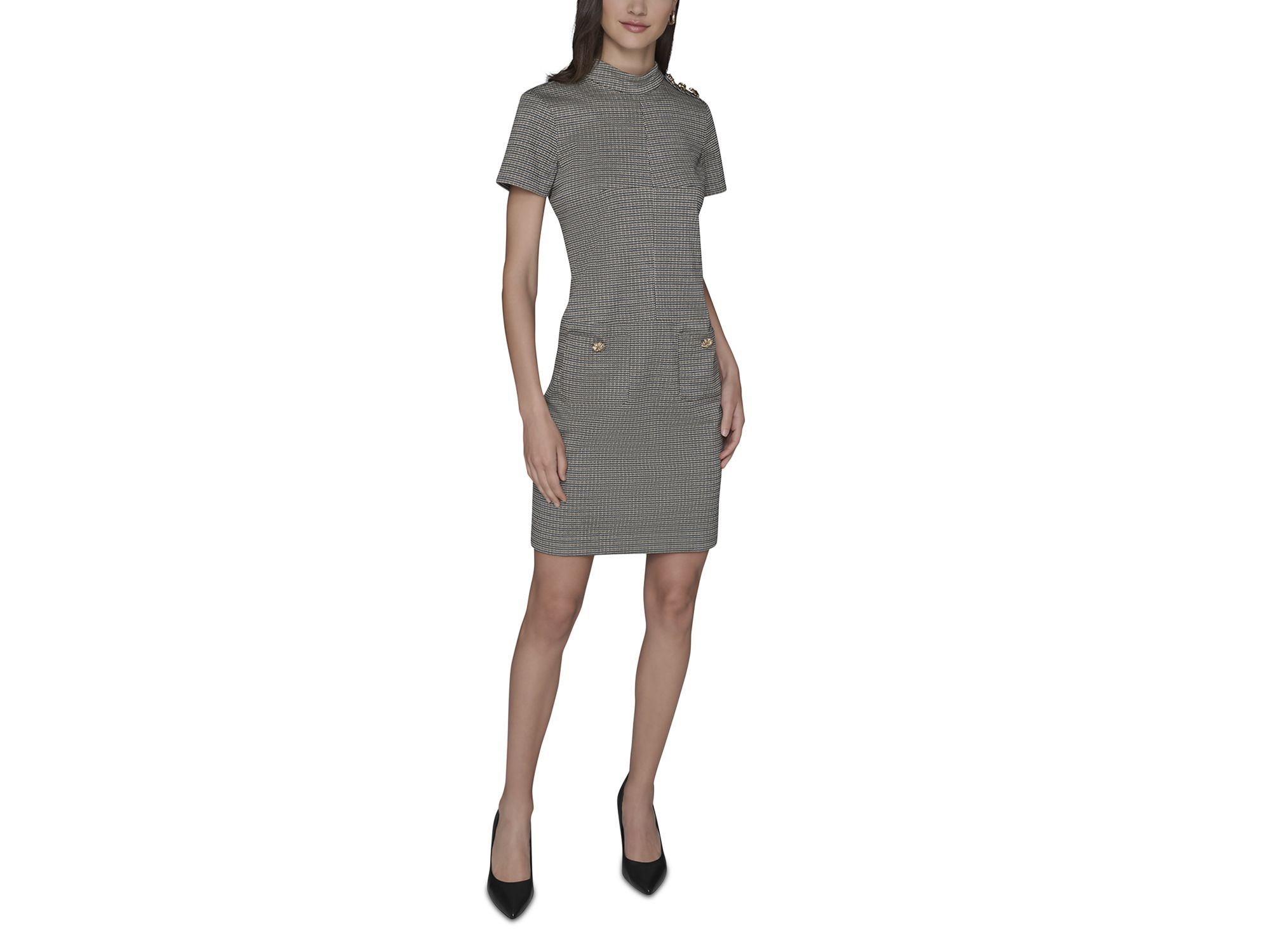 Mini Houndstooth Print Dress — Image 4