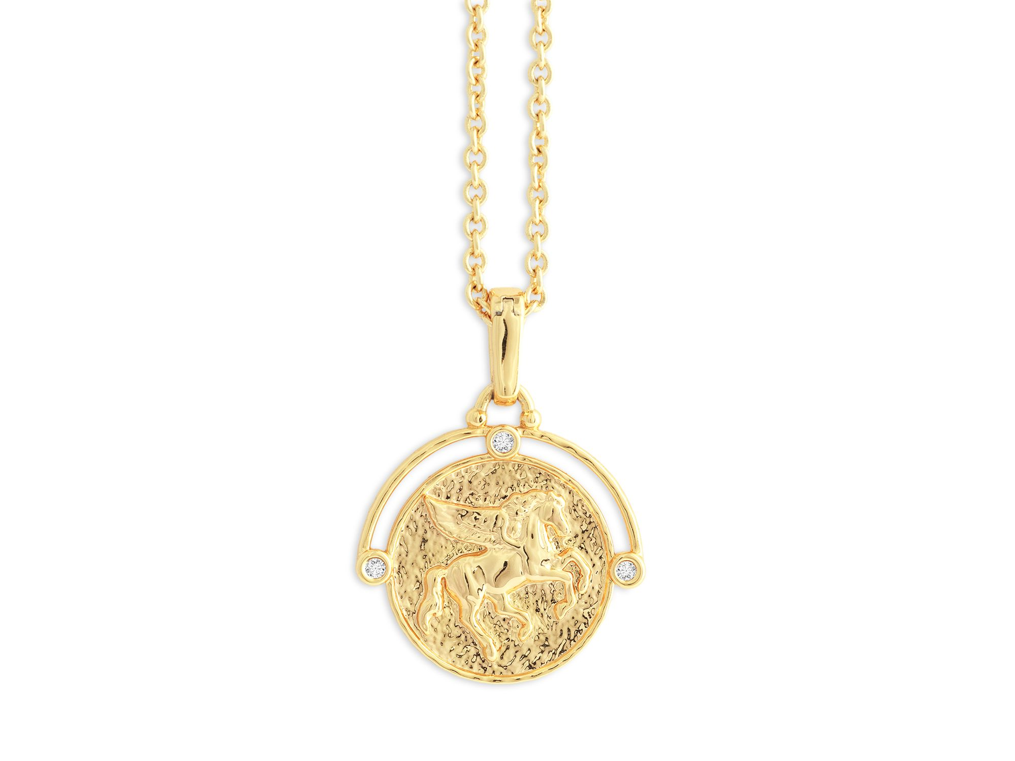 Pavé Pegasus Coin Pendant Necklace, 16"-17" — Image 3