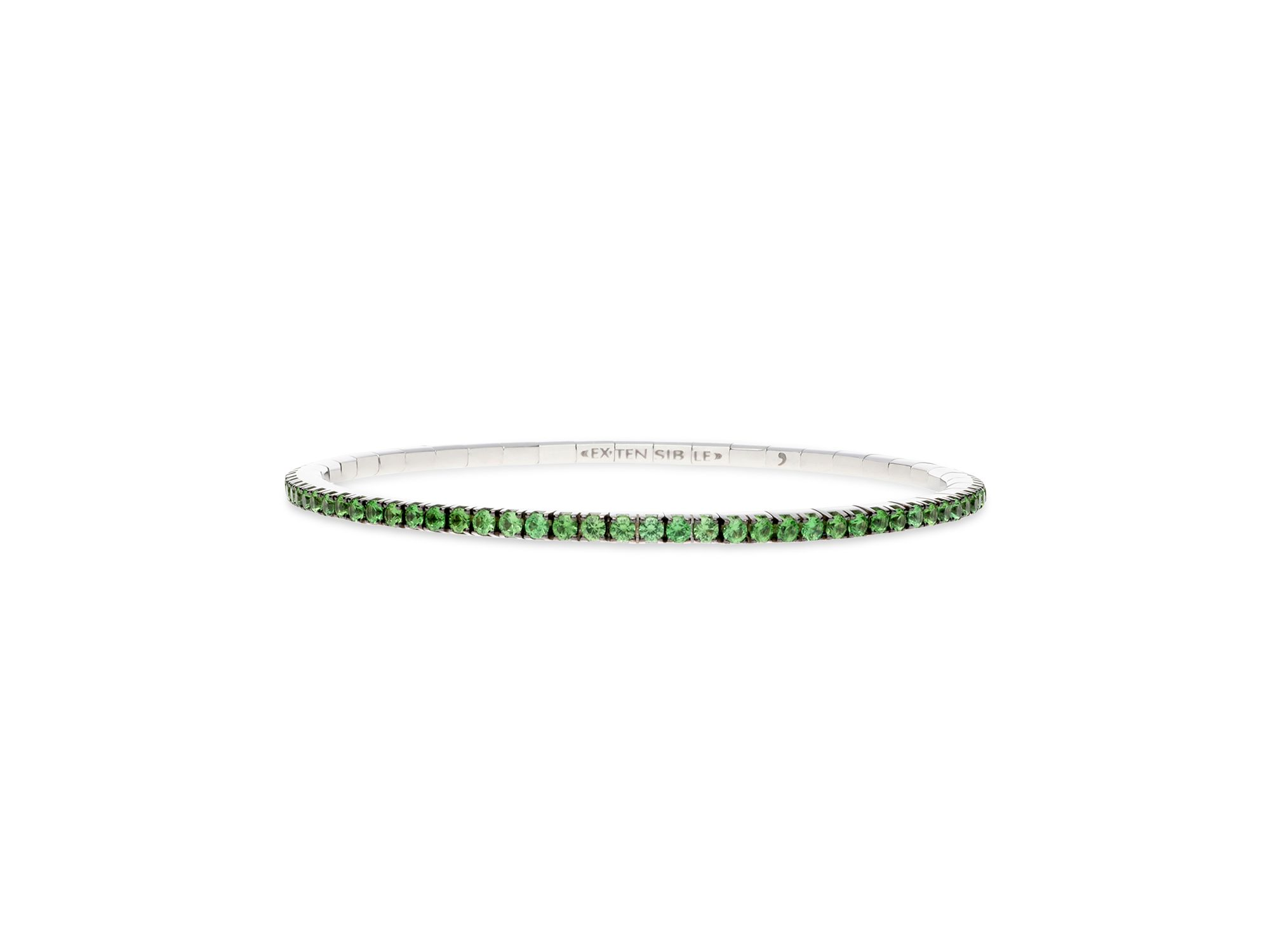 18K White Gold Tsavorite Stretch Tennis Bracelet - Image 1