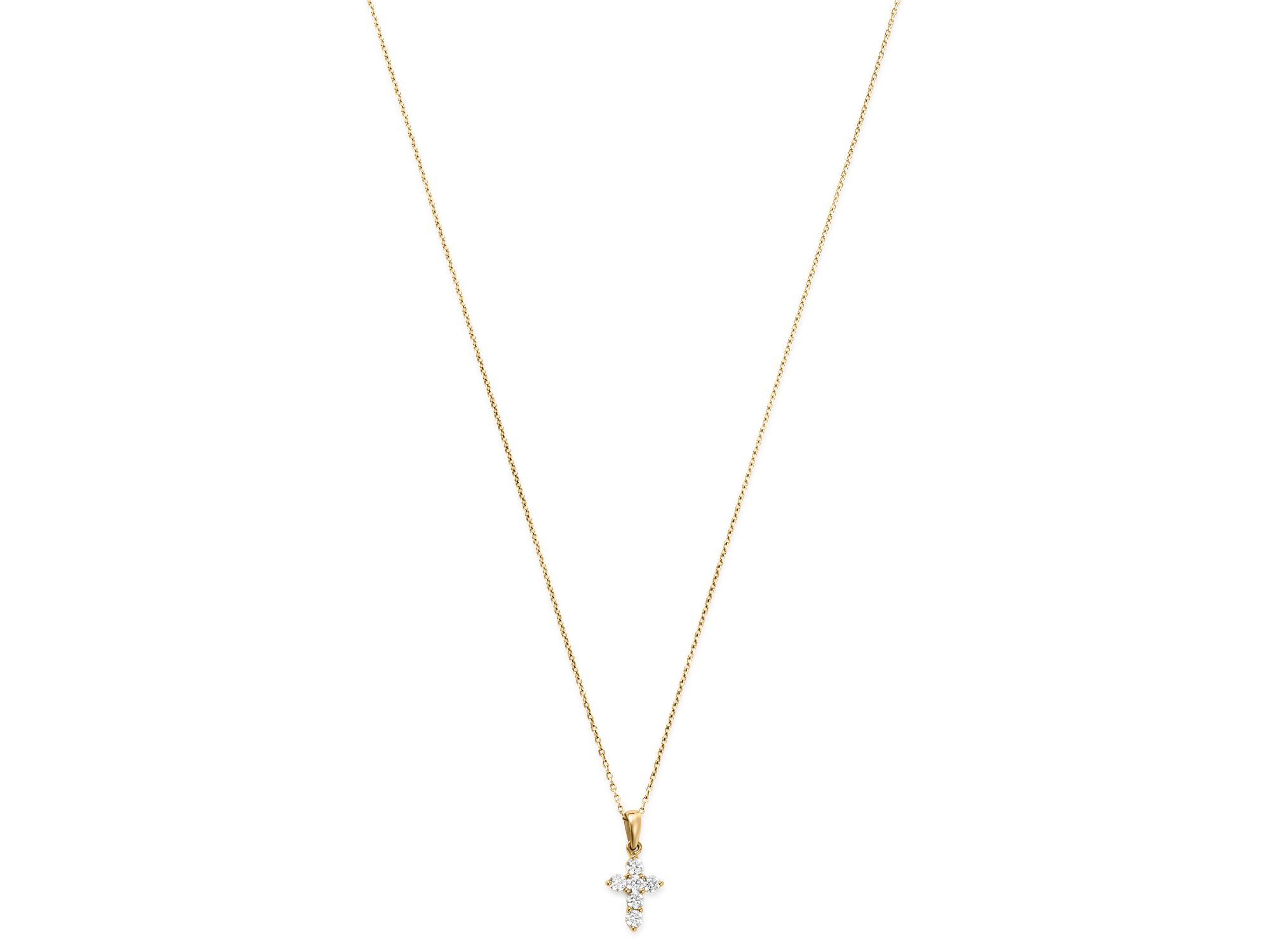 Diamond Mini Cross Pendant Necklace in 14K Yellow Gold, 0.25 tcw — Image 3