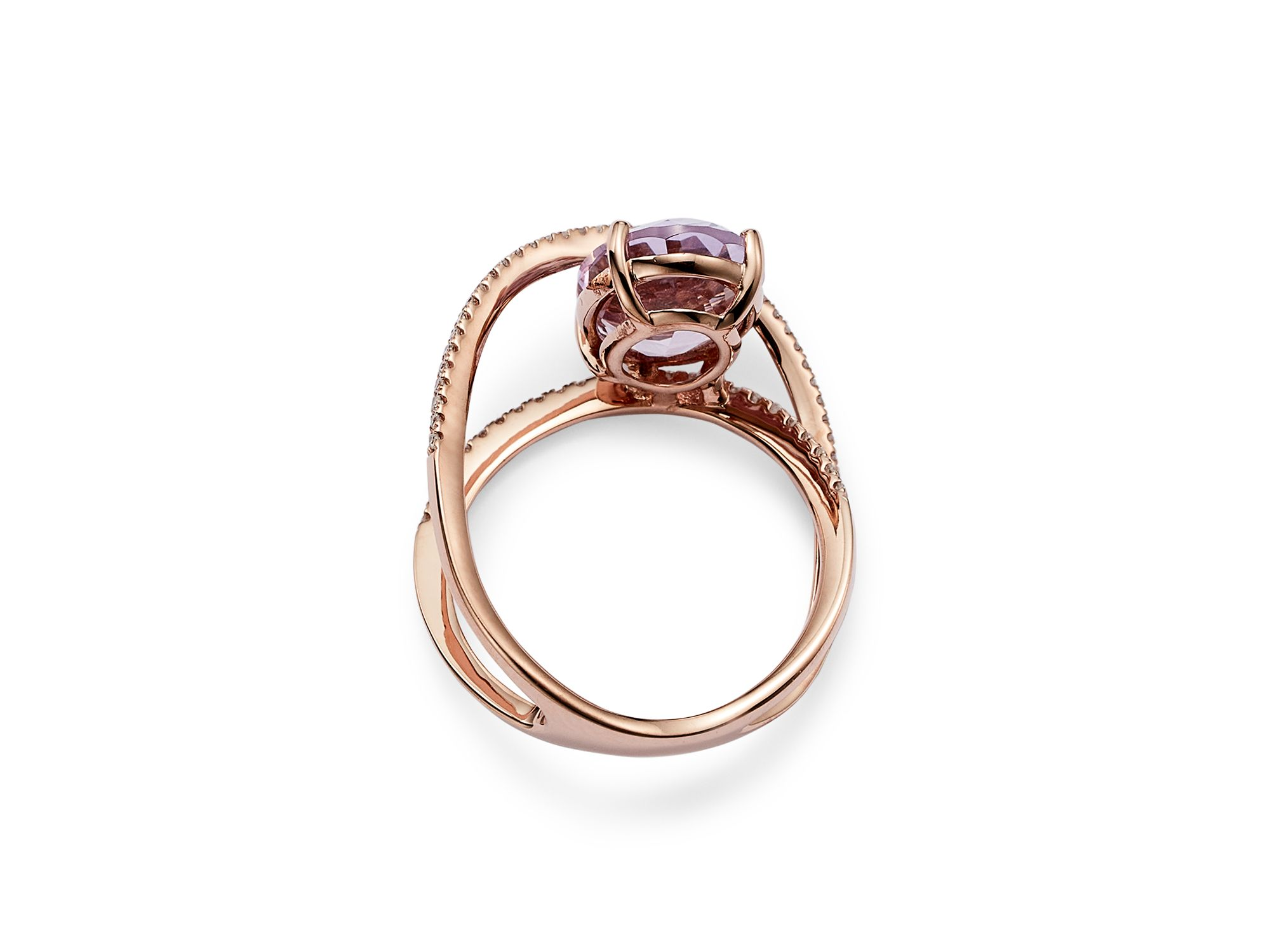 Amethyst and Diamond Statement Ring in 14K Rose Gold — Image 3