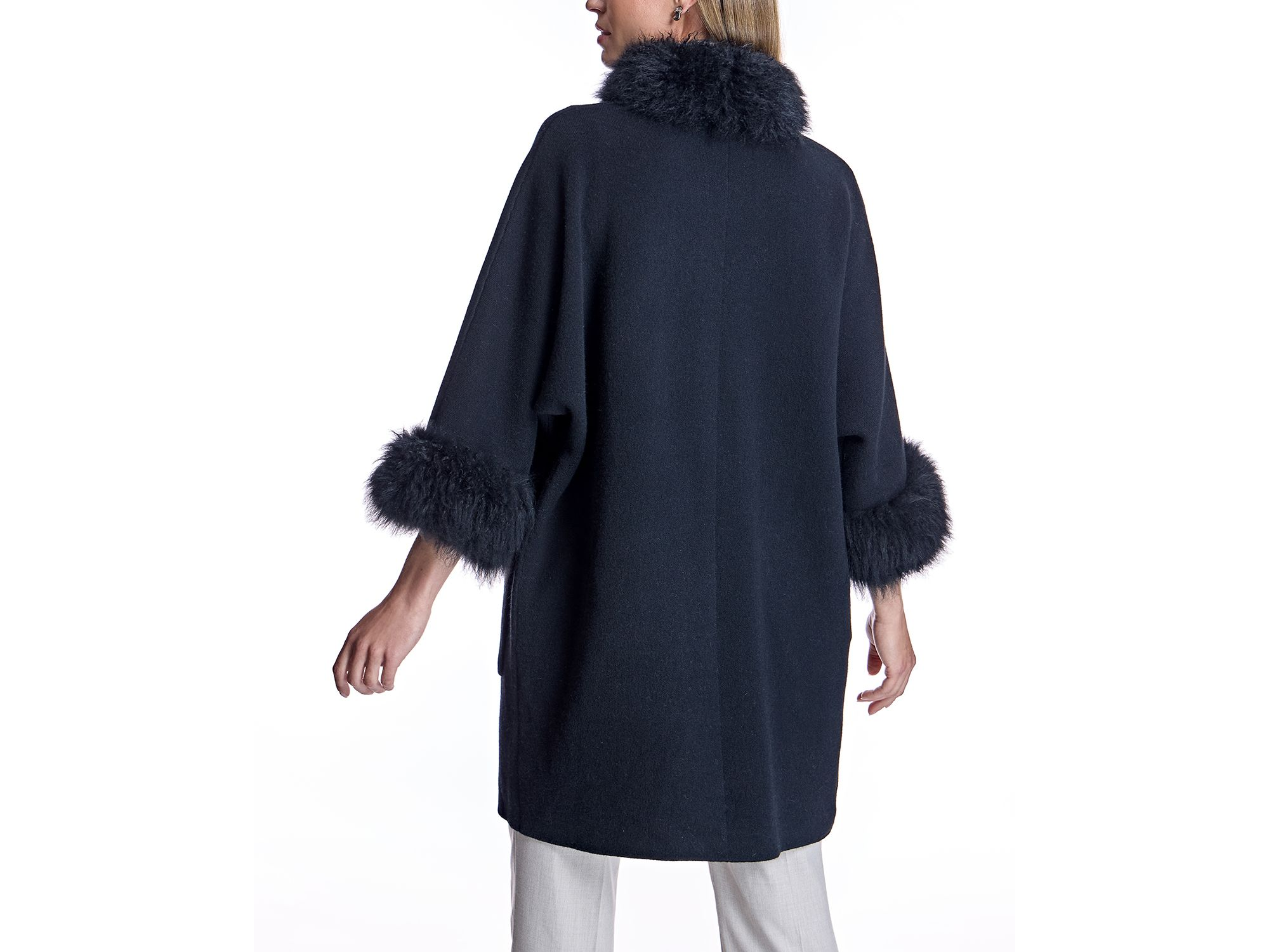 Cashmere Kimono with Cashmere Goat Trim — Image 3