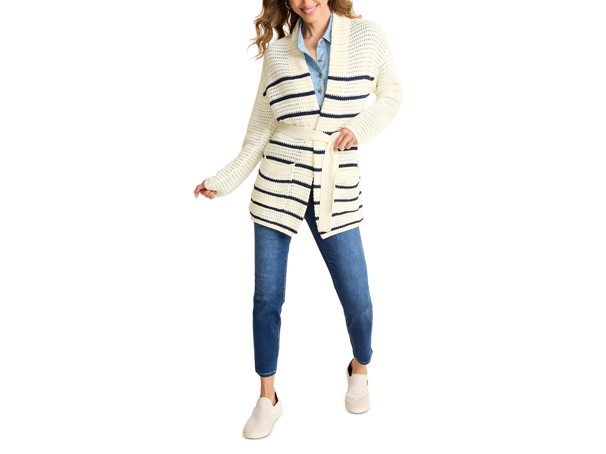 Stripe Crochet Stitch Cardigan — Image 4