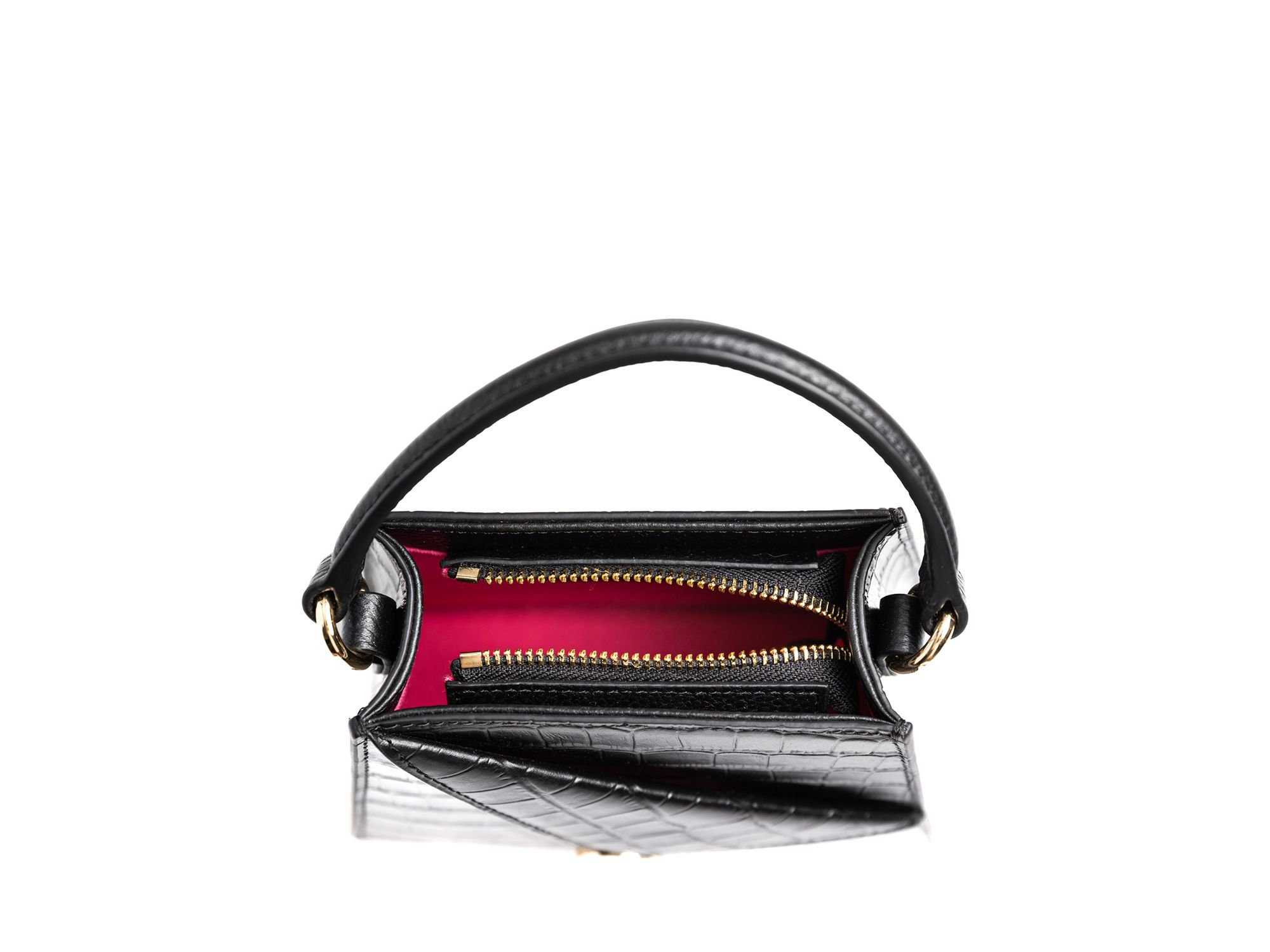Kandi Croc Embossed Leather Handbag — Image 7