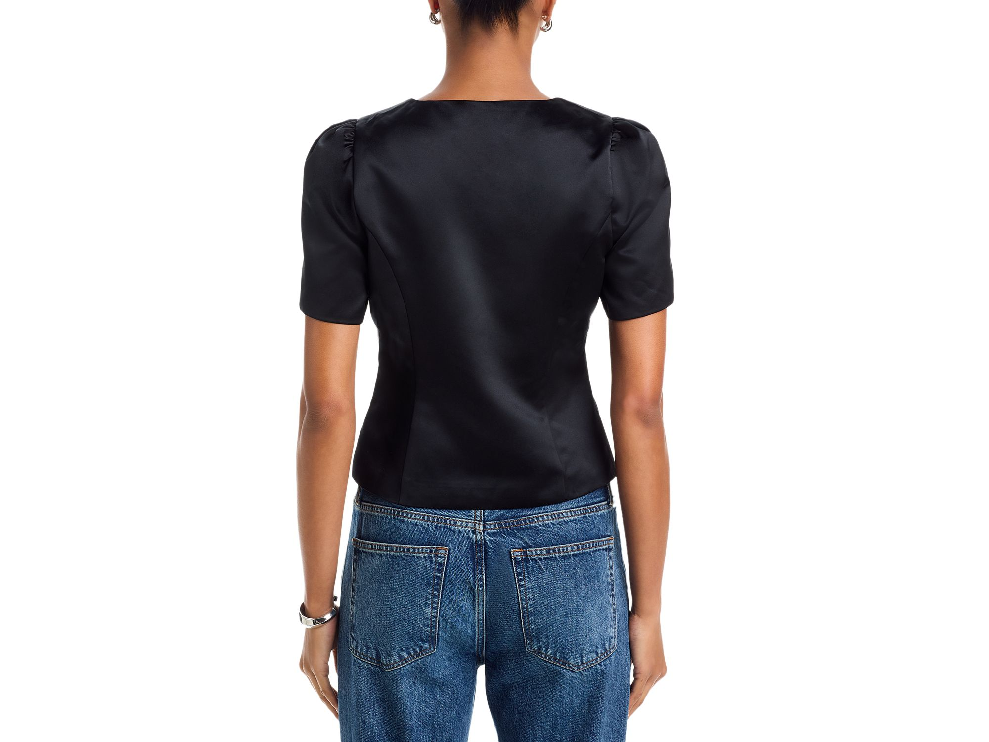Jaxon Satin Puff Sleeve Top — Image 5