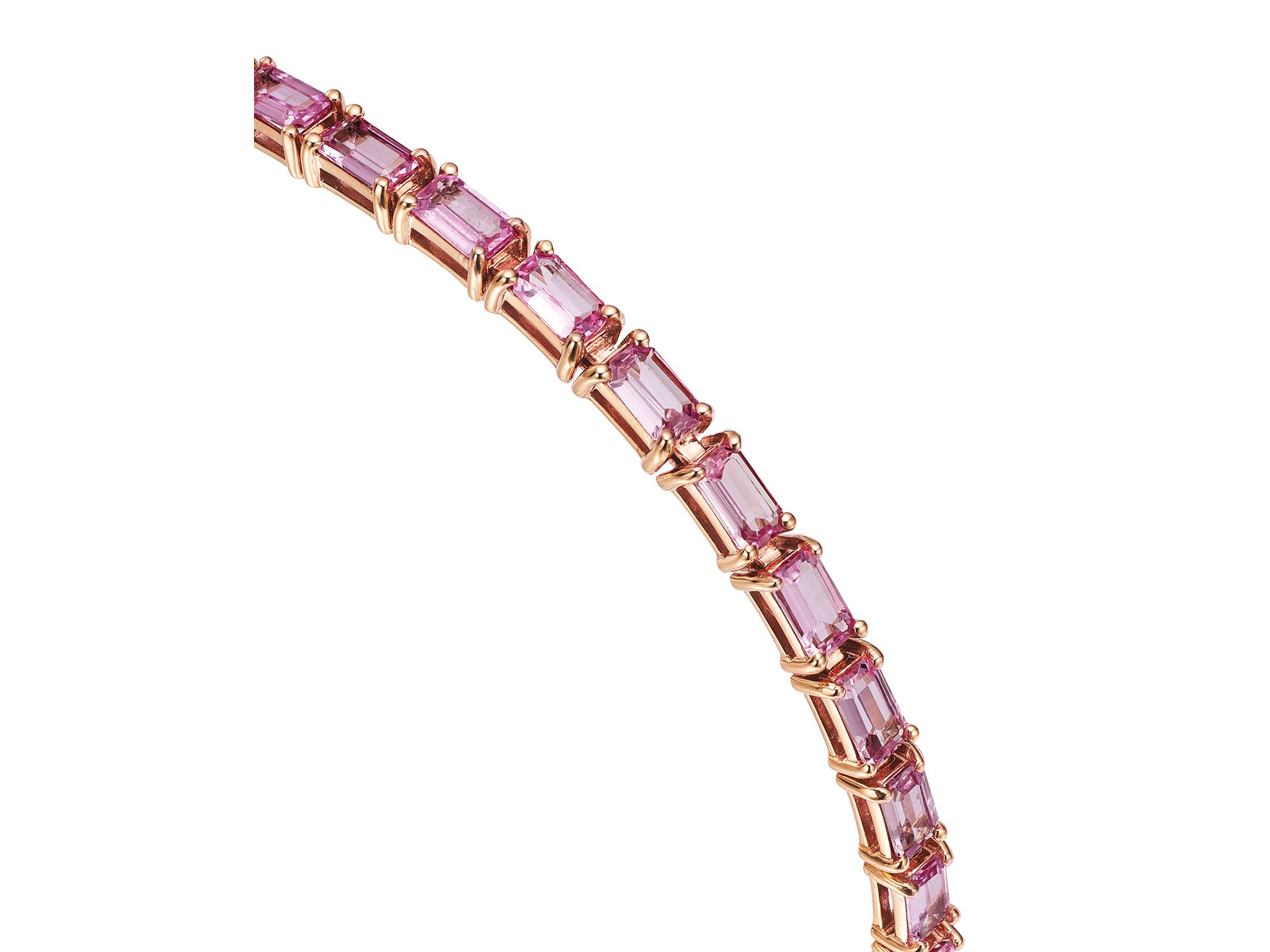 Pink Sapphire Tennis Bracelet in 14K Rose Gold — Image 3