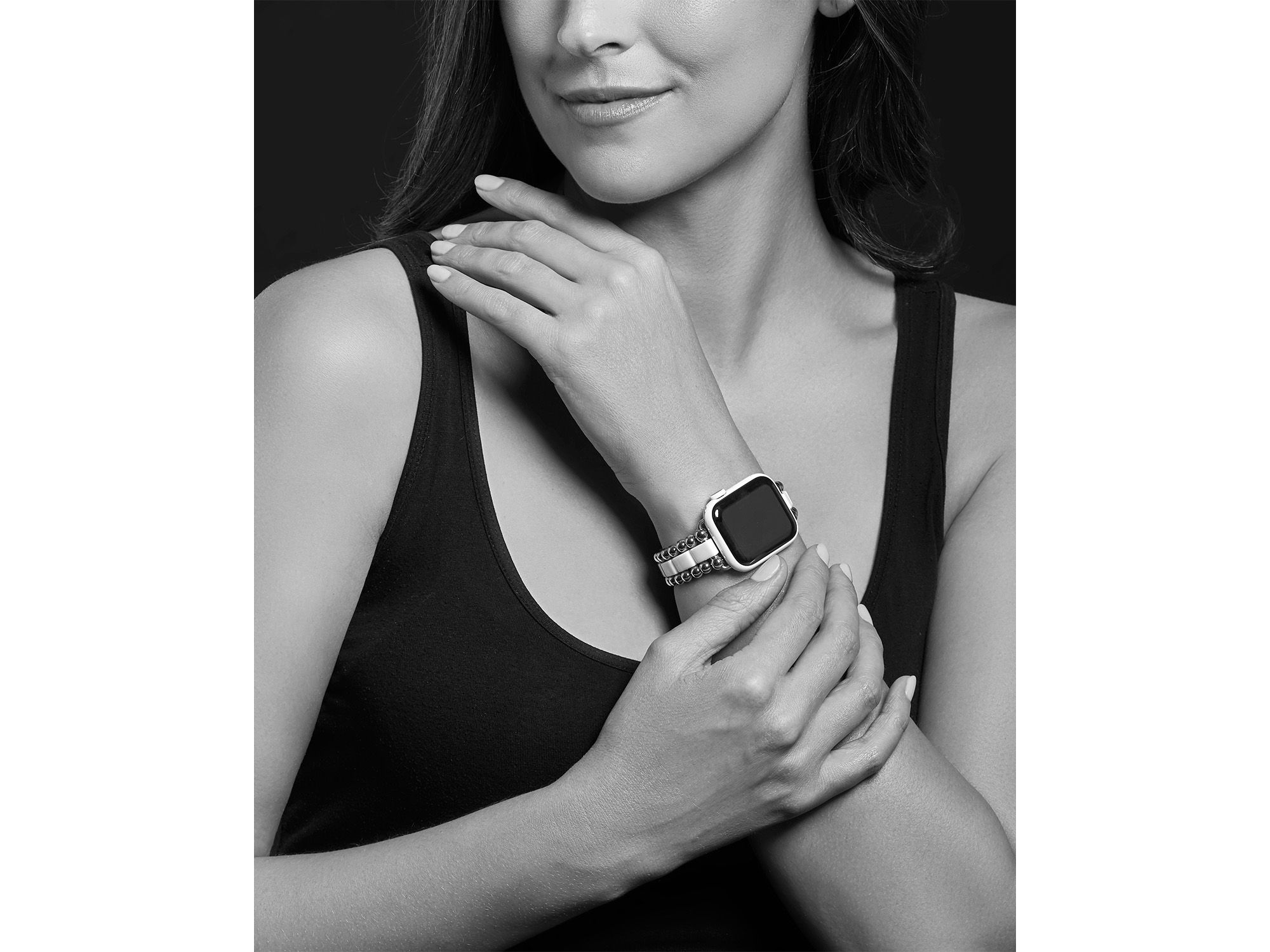 White Ceramic Smart Caviar Apple™ Watch Band, 38mm-42mm — Image 3