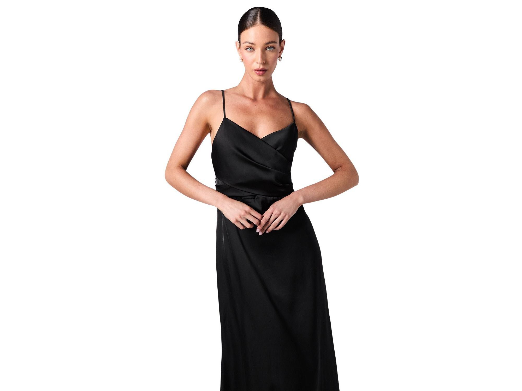 Wrap Waist Satin Cami Bridesmaids Dress — Image 3
