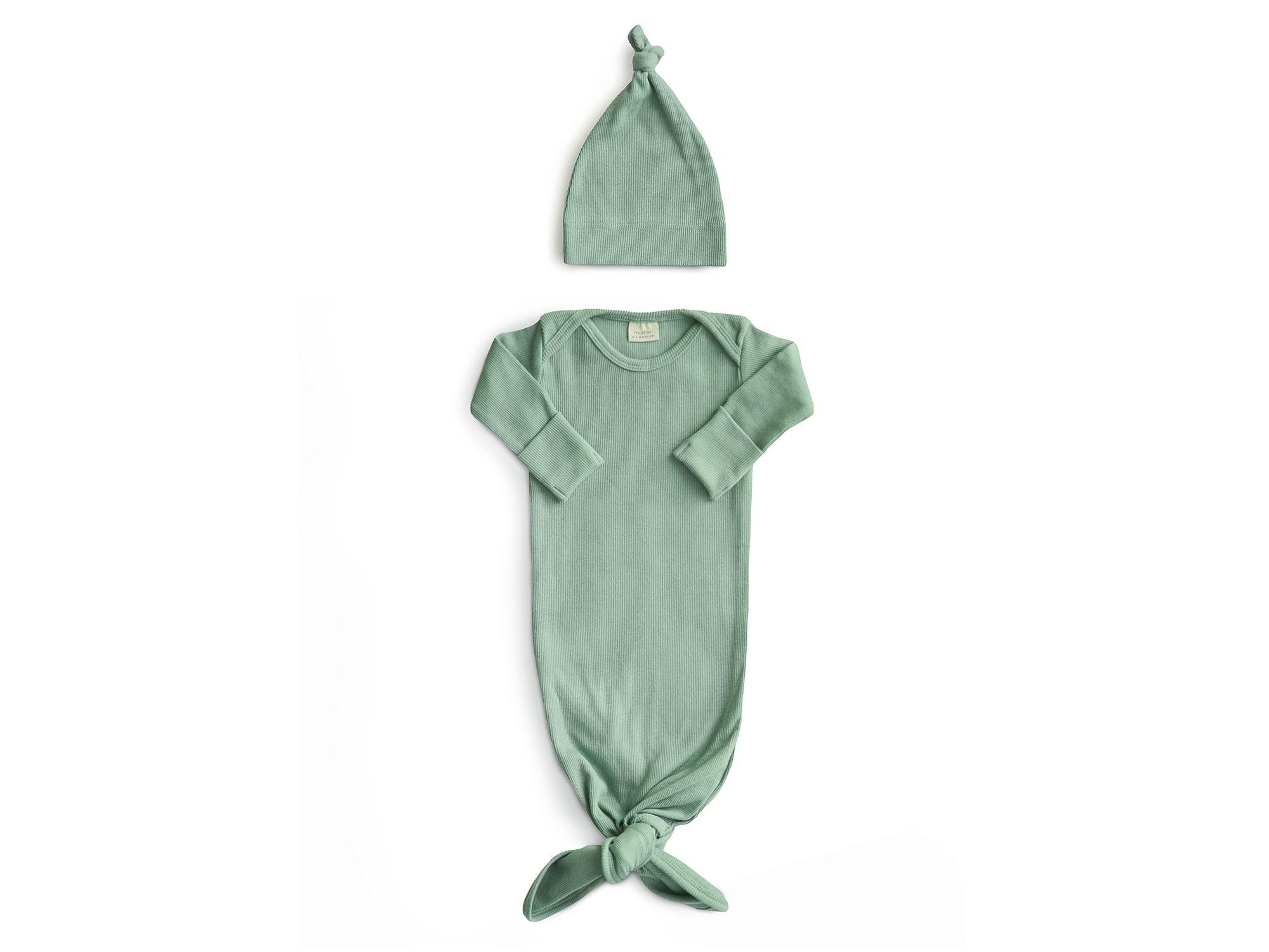 Ribbed Knotted Baby Gown + Beanie — Image 5