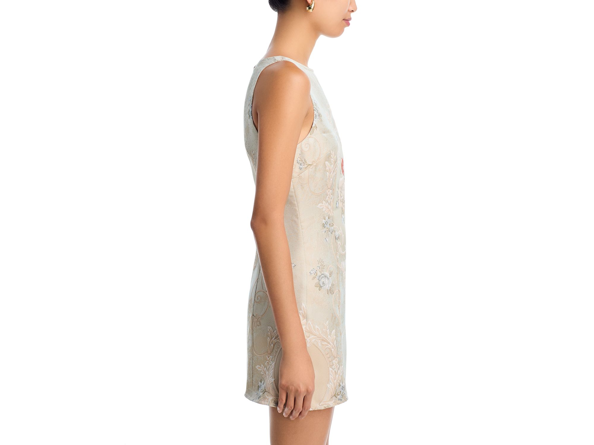 Jacquard Rose Sleeveless Mini Dress - Exclusive — Image 4