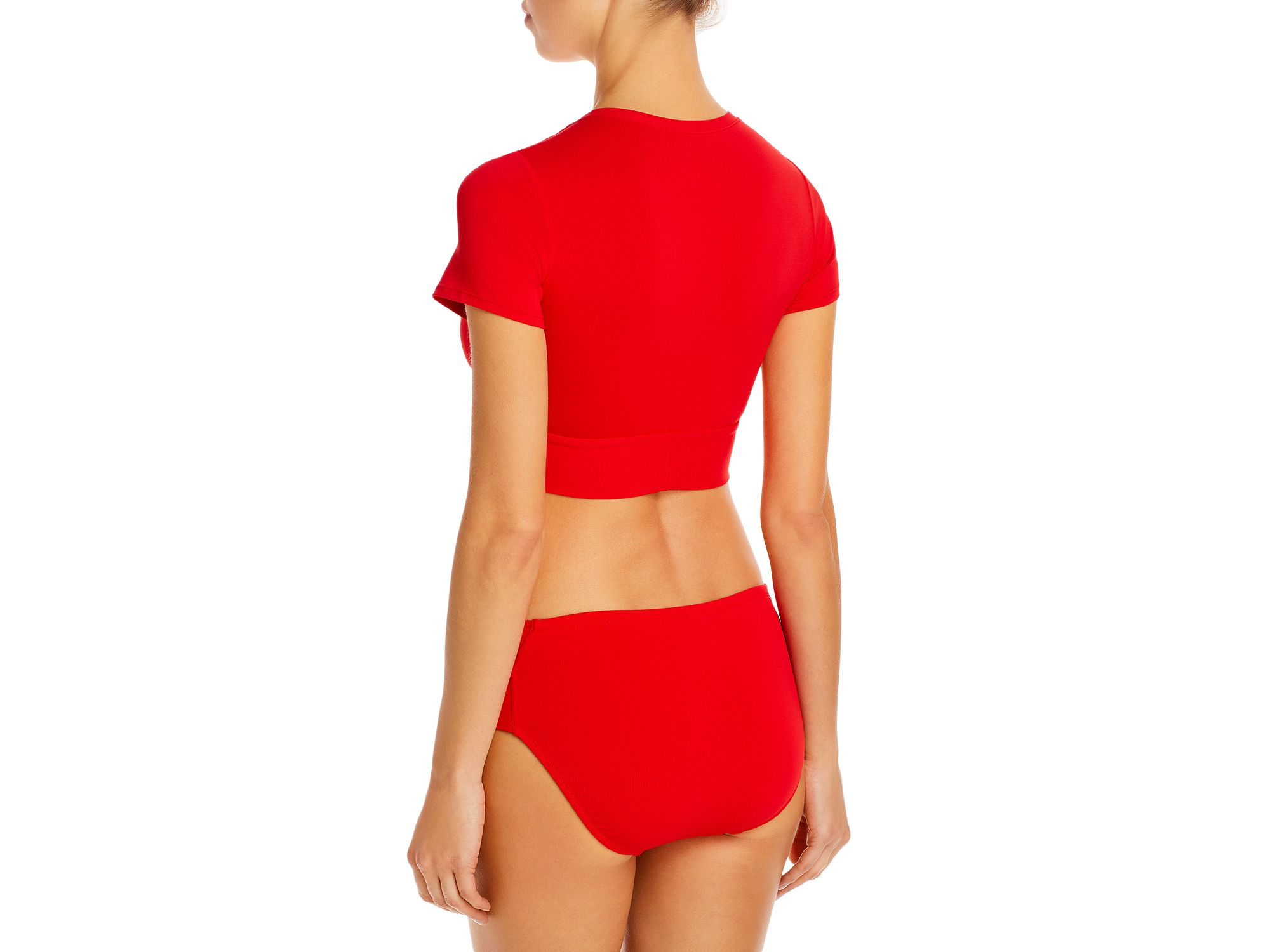 Ava Solid Cropped T-Shirt Bikini Top — Image 3