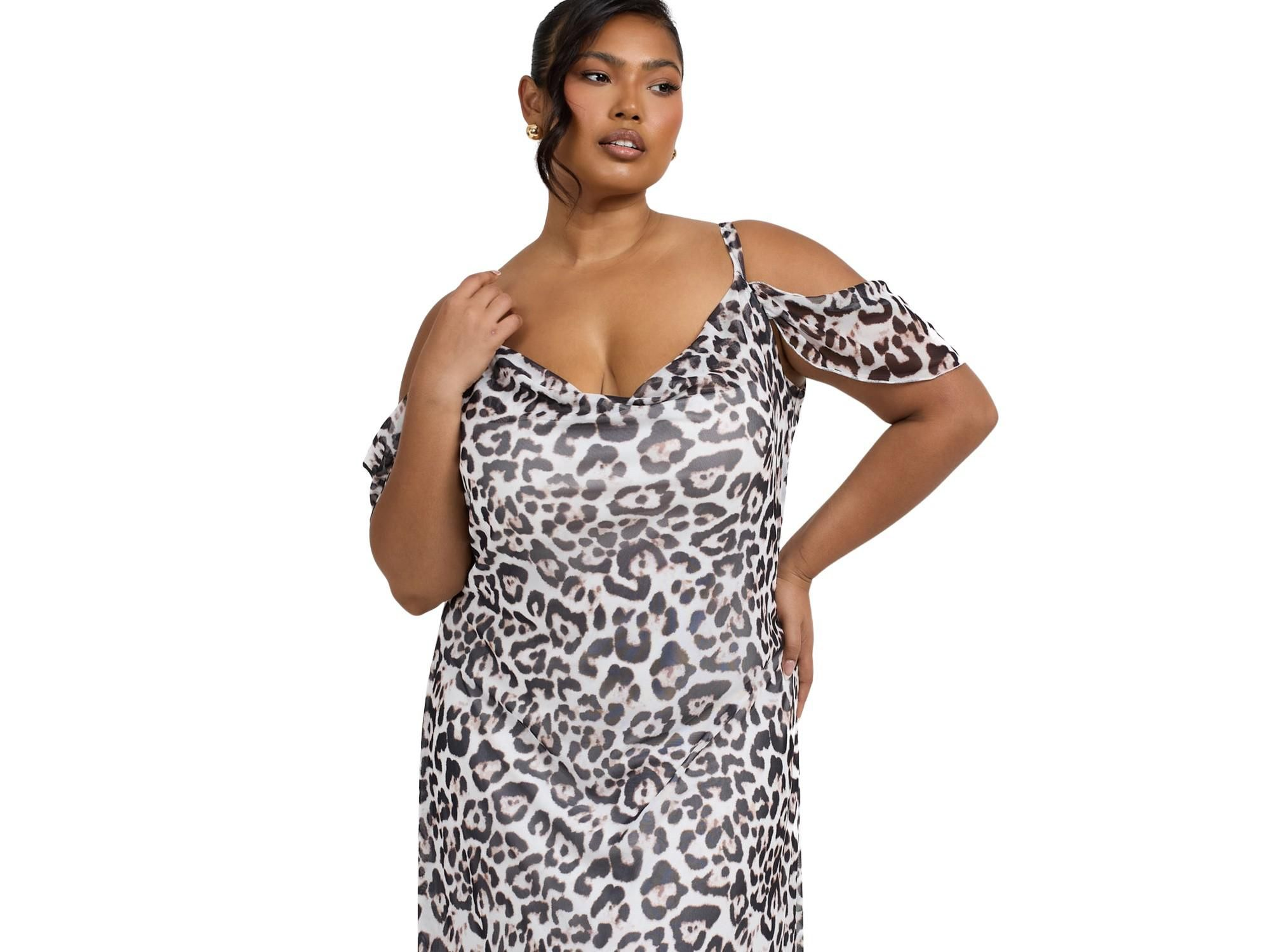 Off The Shoulder Leopard Maxi Dress — Image 3