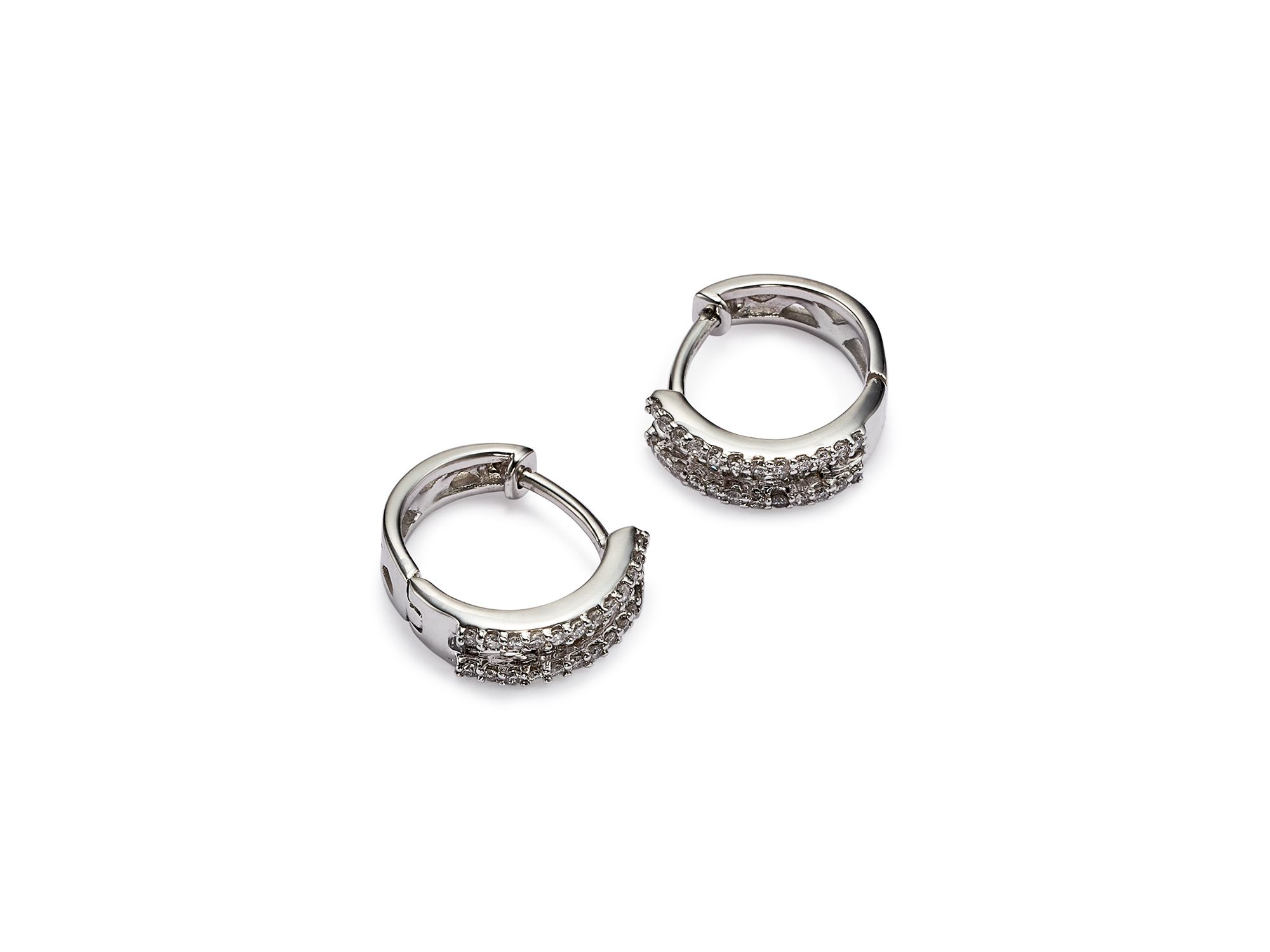 Diamond Baguette Hoop Earrings in 14K White Gold, 0.25 tcw — Image 6