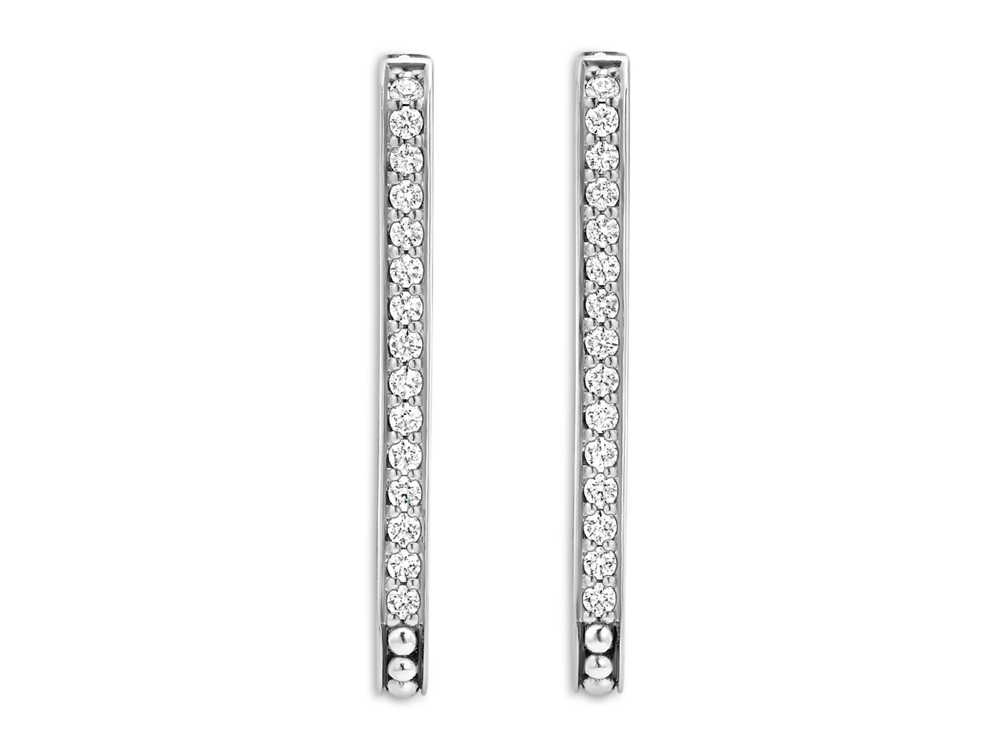 14K Yellow Gold & Sterling Caviar Spark Diamond Medium Oval Hoop Earrings — Image 4