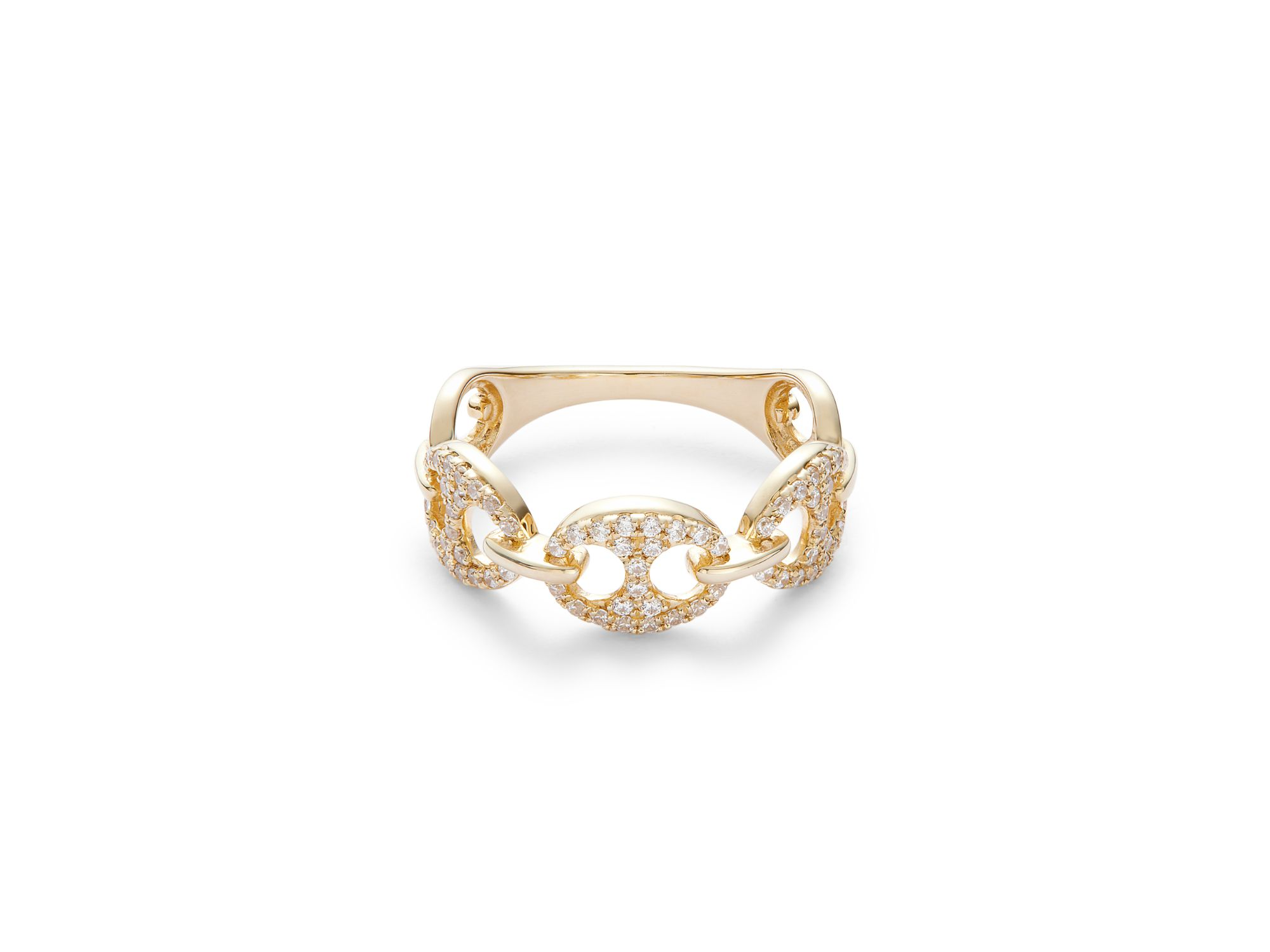 Diamond Pavé Mariner Link Ring in 14K Yellow Gold, 0.30 tcw — Image 3