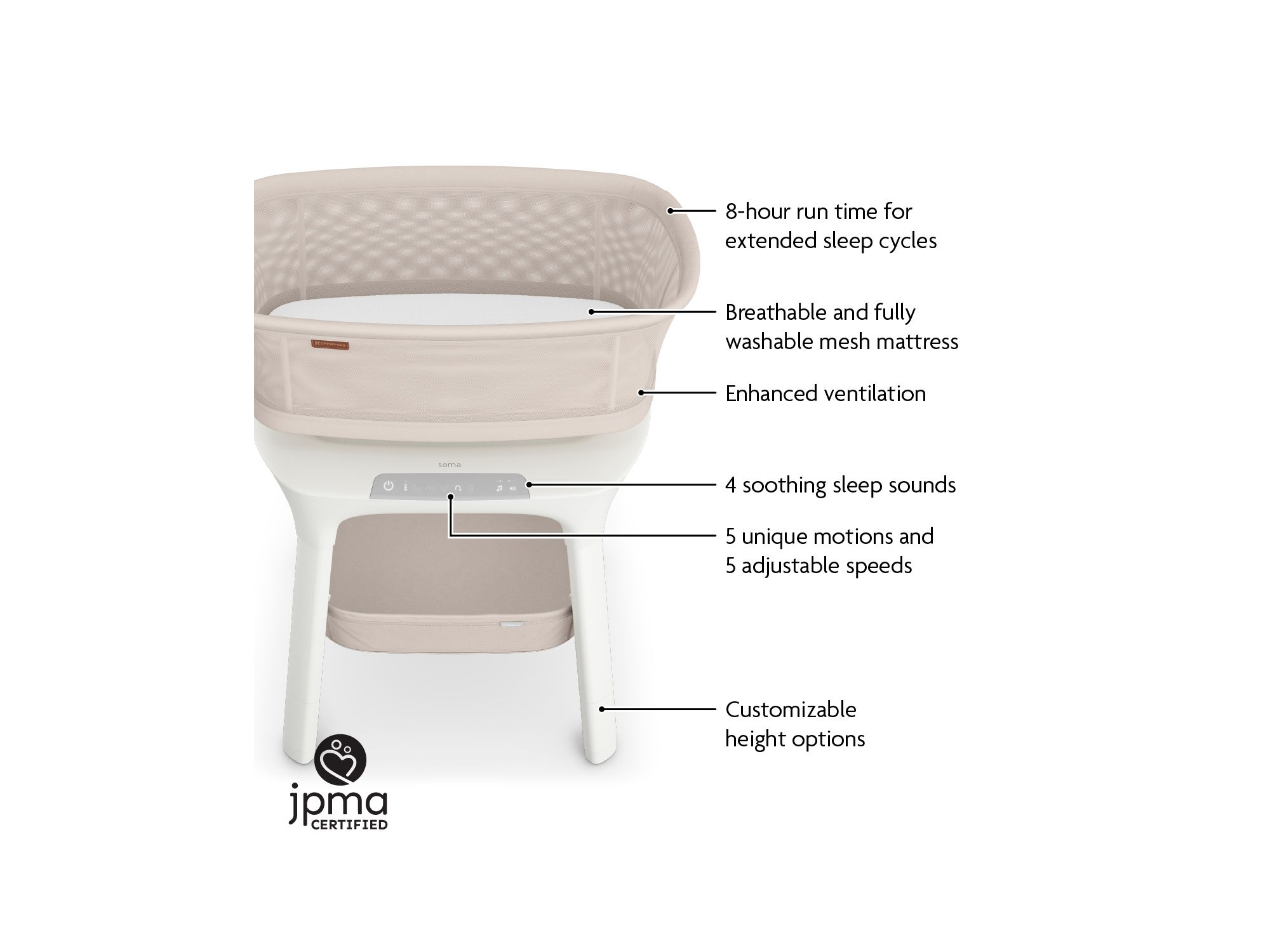 Soma Smart Bassinet - Charlie - Sand Mélange — Image 6