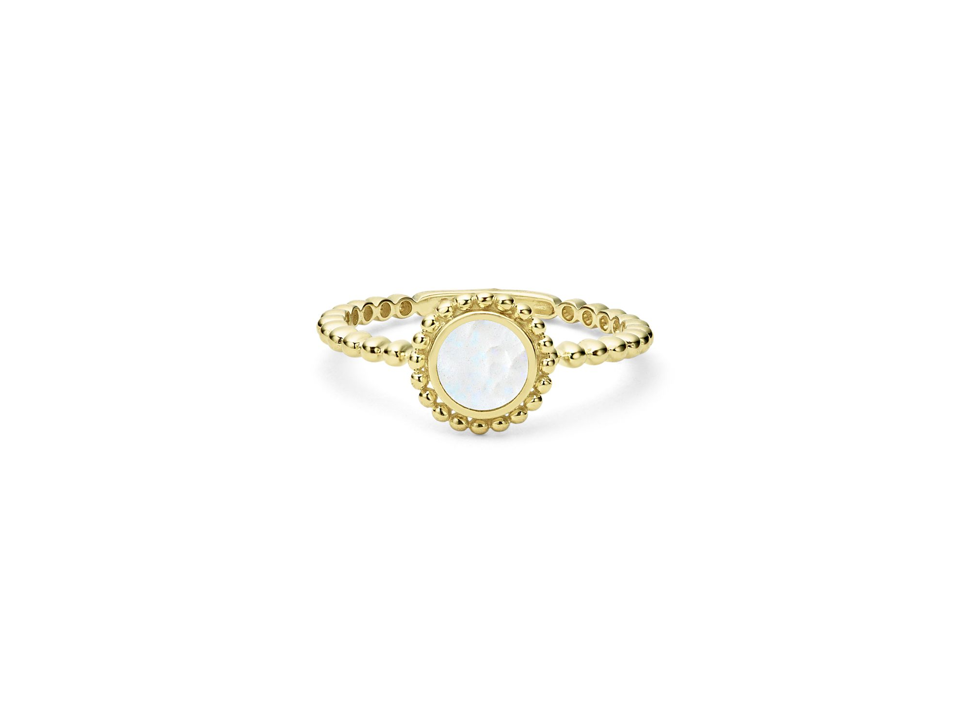 18K Yellow Gold Covet Mother of Pearl Stack Ring — Image 4