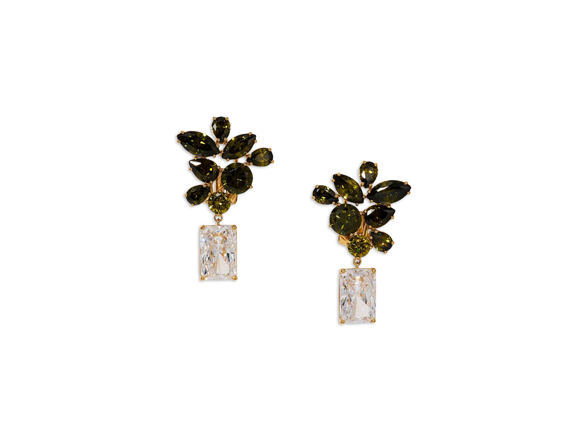Bonne Annee Cubic Zirconia Cluster Drop Earrings - Image 1