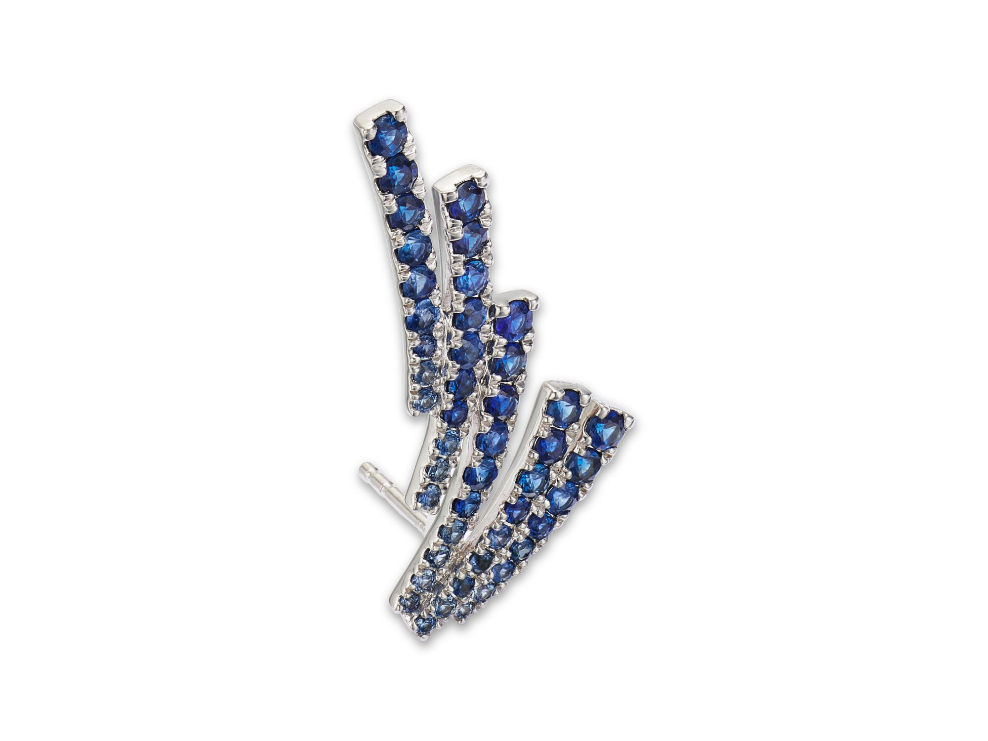 Sapphire Ear Climber Earrings in 14K White Gold, 2.0 tcw — Image 3