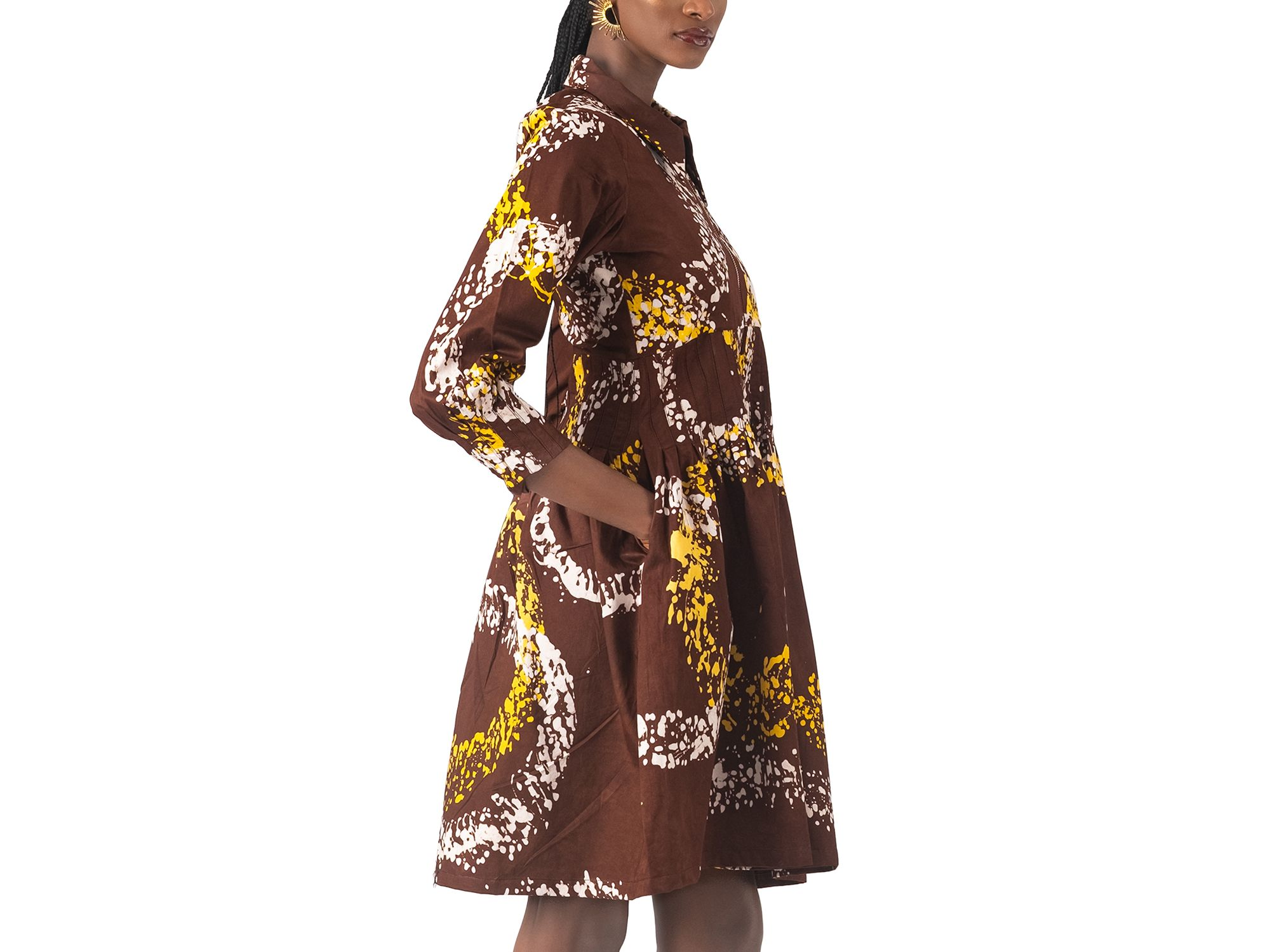 Kolawole Printed Zip Front Elbow Sleeve Dress — Image 3
