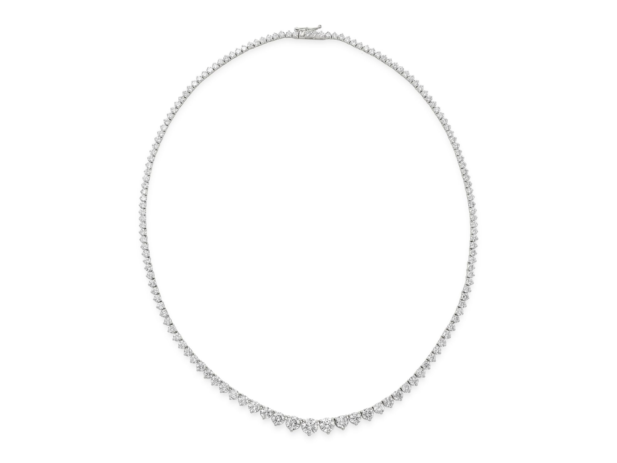 Diamond Graduated Tennis Necklace in 14K White Gold, 15.0 tcw — Image 4