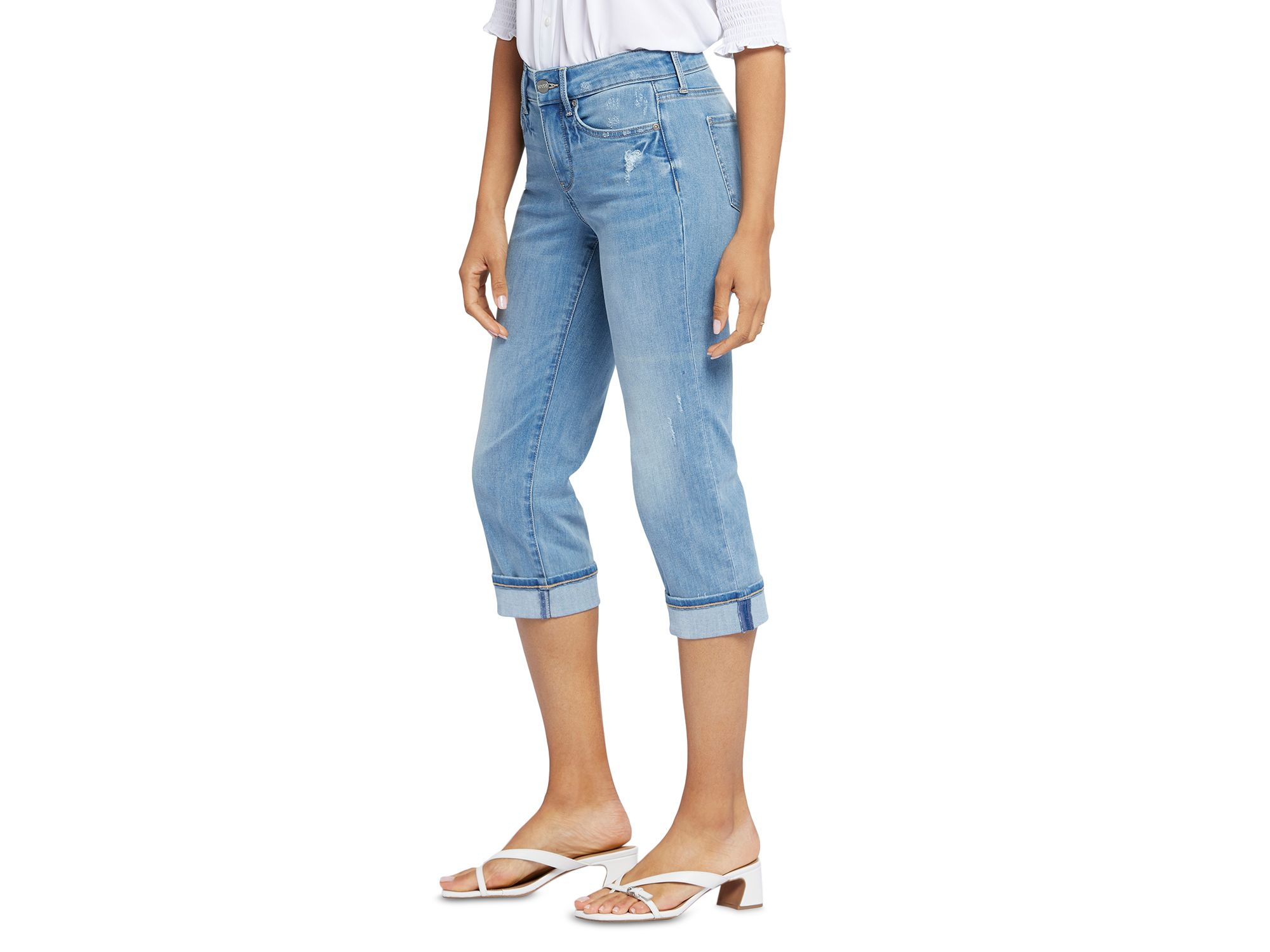 Marilyn Cuffed Straight Leg Cropped Jeans in Lakefront — Image 3