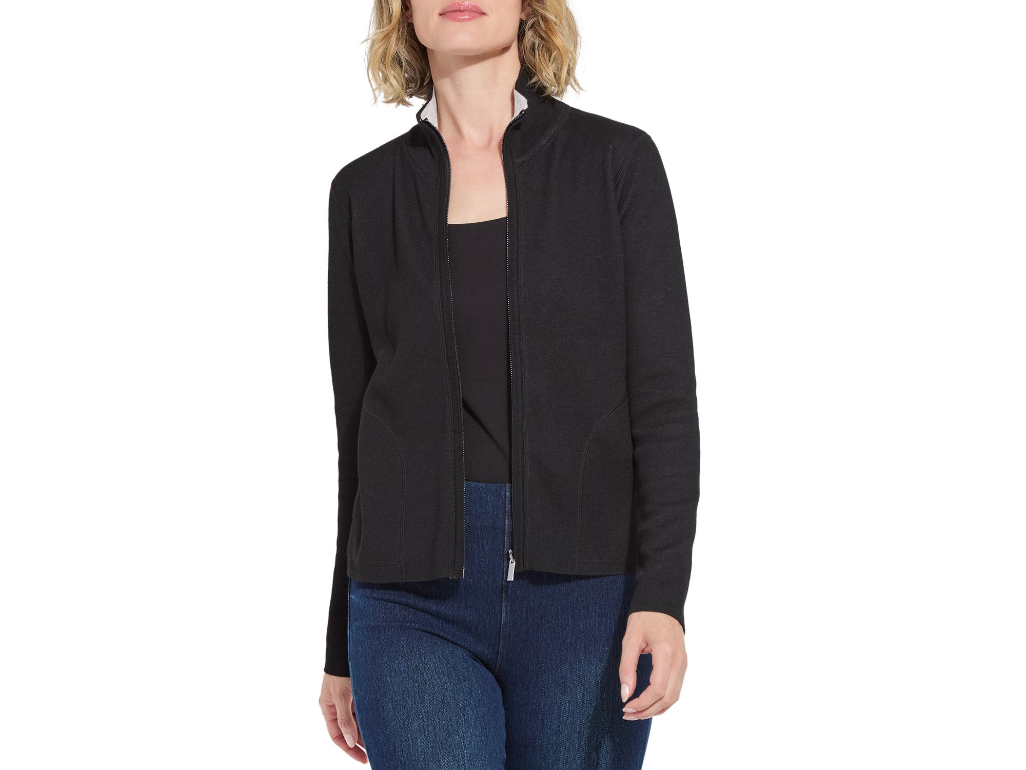 Reversible Cashmere Zip Up Cardigan — Image 8