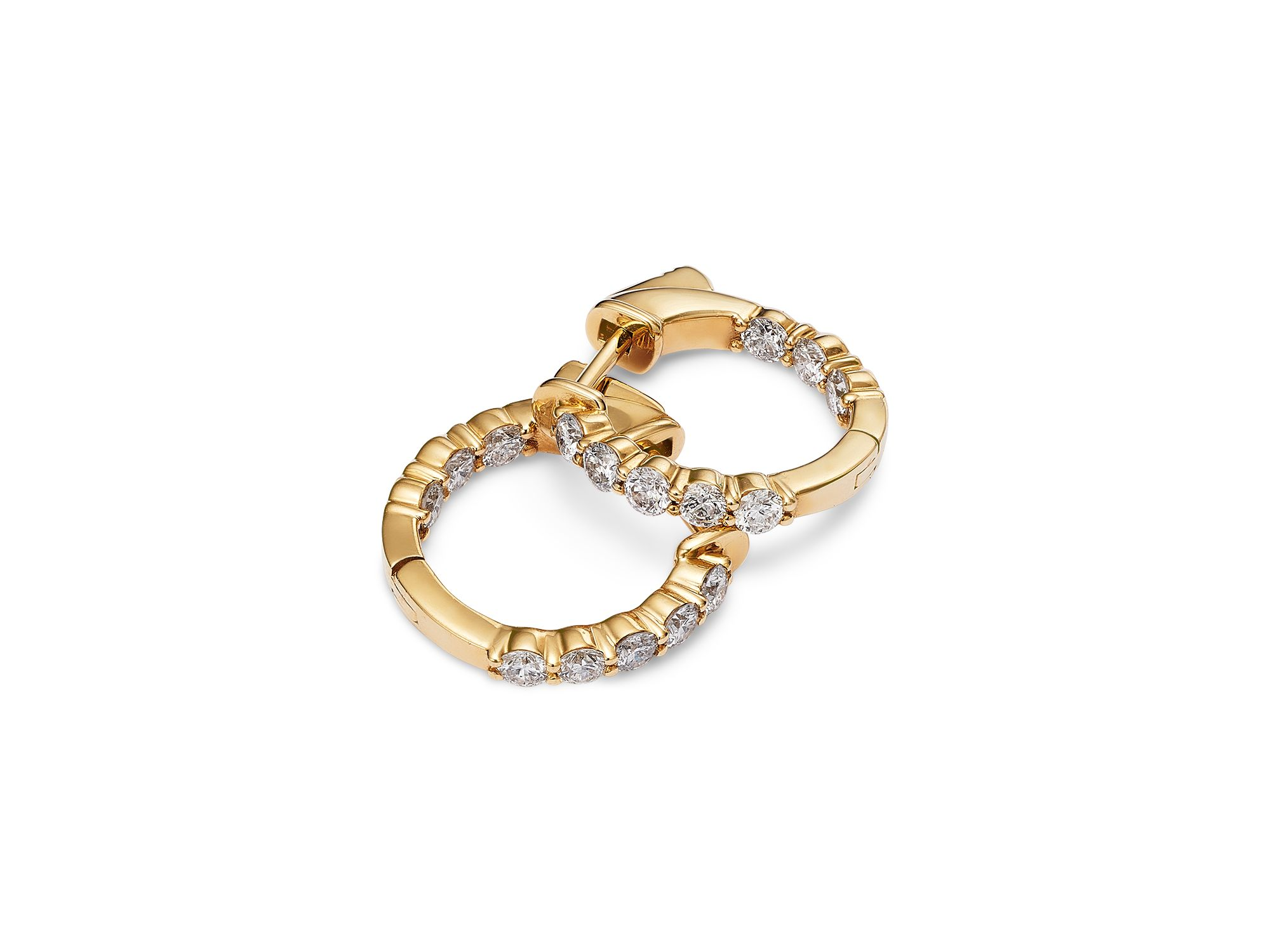 Diamond Classic Inside Out Hoops in 14K Yellow Gold, 0.75 tcw — Image 3
