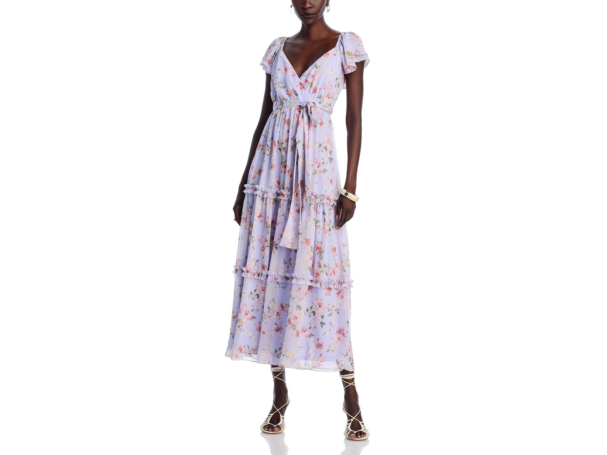 Floral Flutter Sleeve Maxi Dress - Exclusive — Image 5