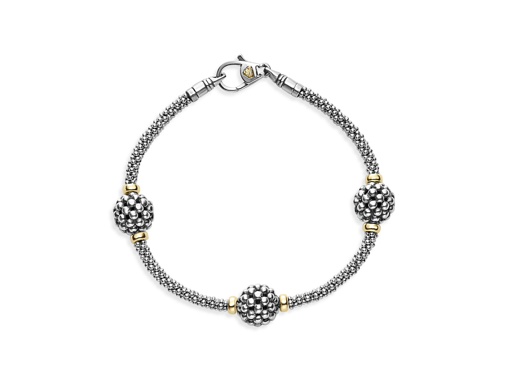 Sterling Silver Bracelet with Caviar Stations — Image 4