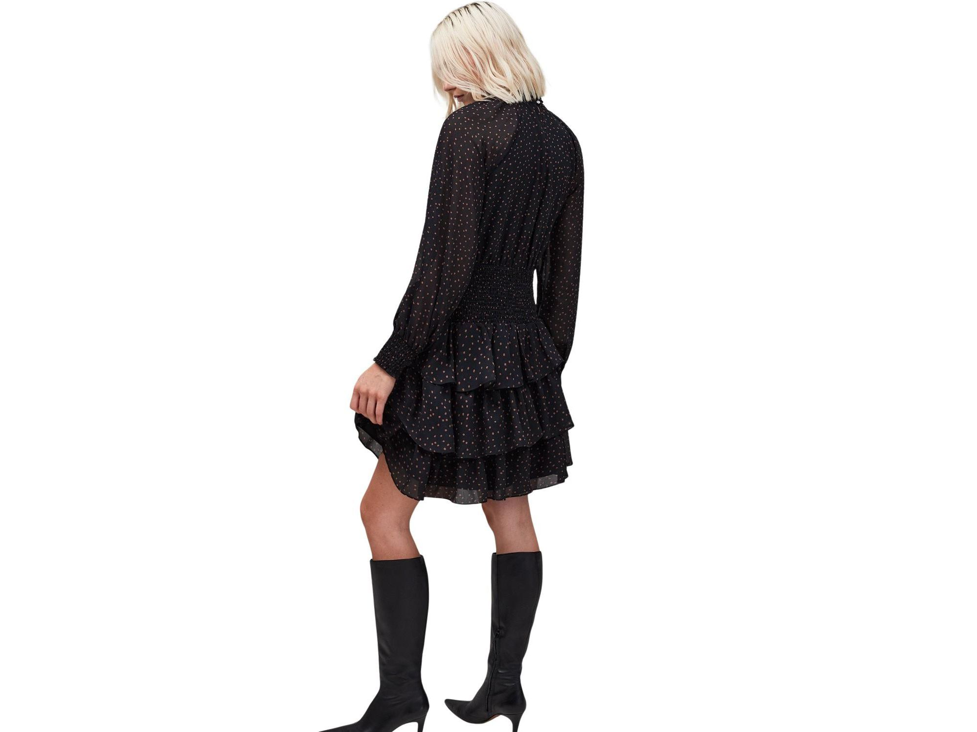 Dash Print Tiered Mini Dress — Image 4