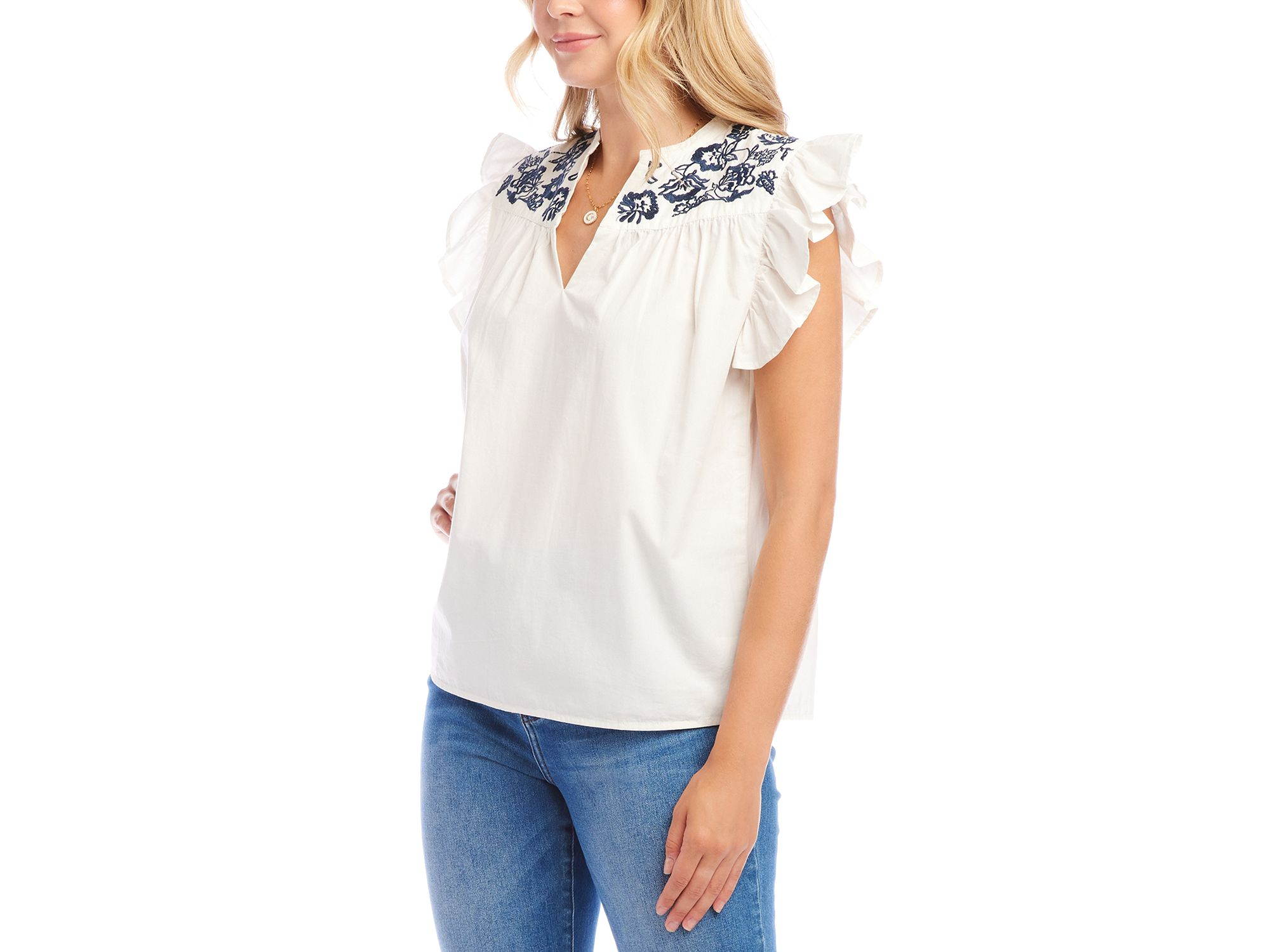 Embroidered Ruffled Top — Image 4