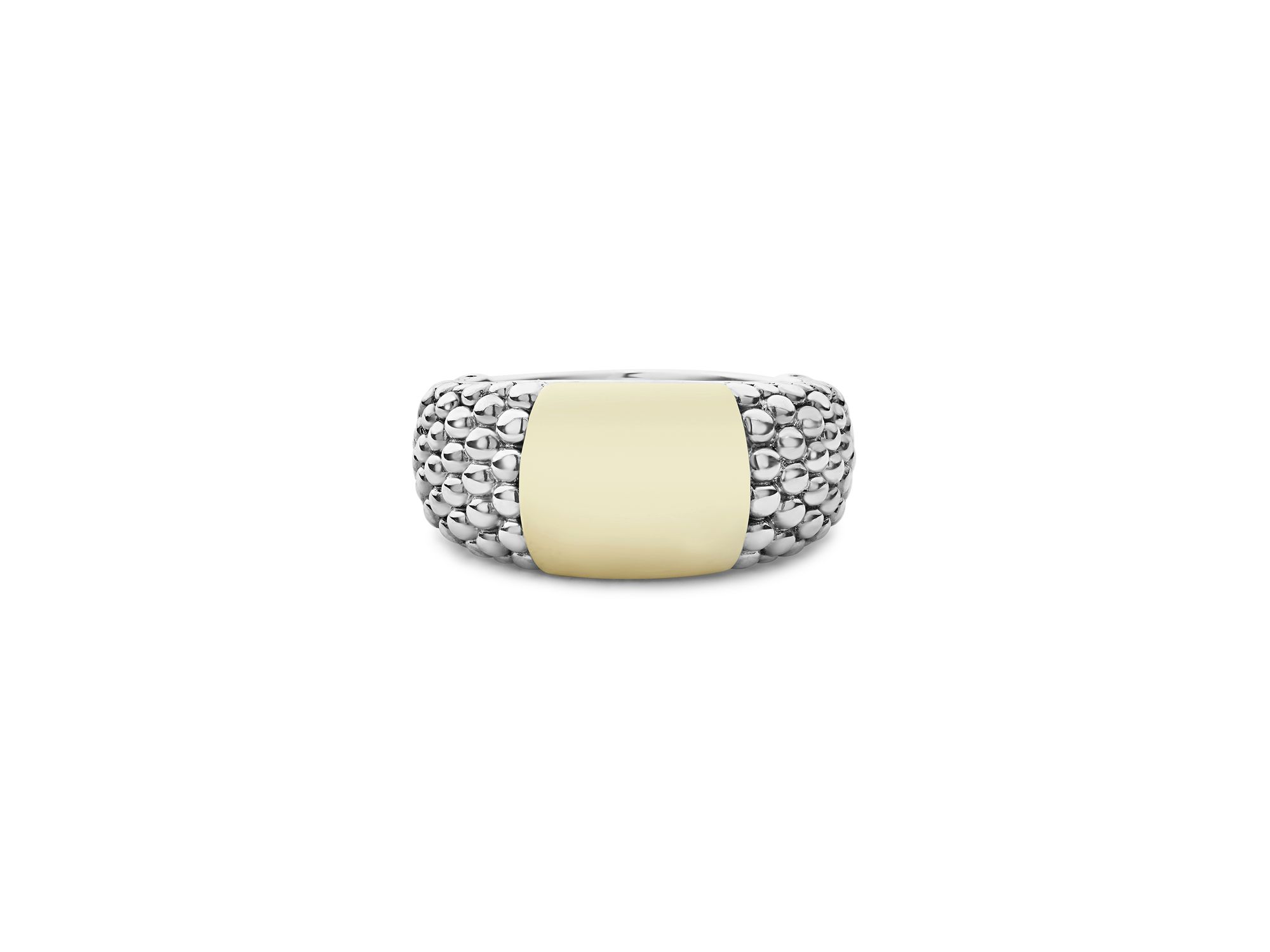 18K Yellow Gold & Sterling Silver High Bar Plate Ring — Image 5