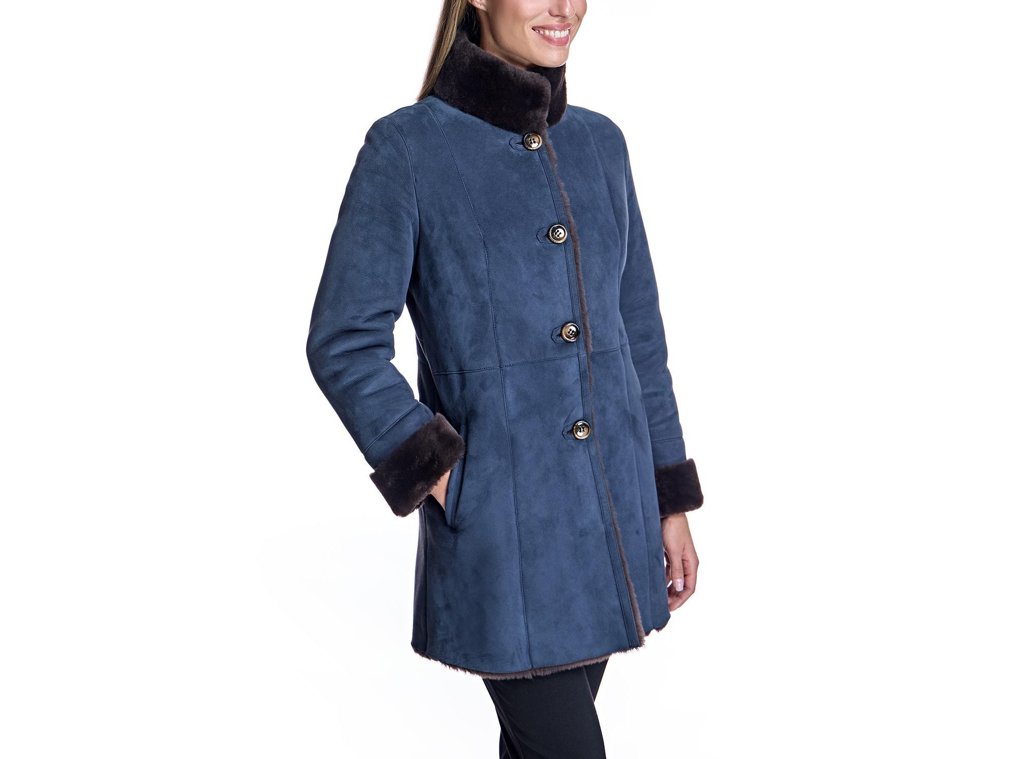 Shearling Jacket with Stand Collar — Image 3