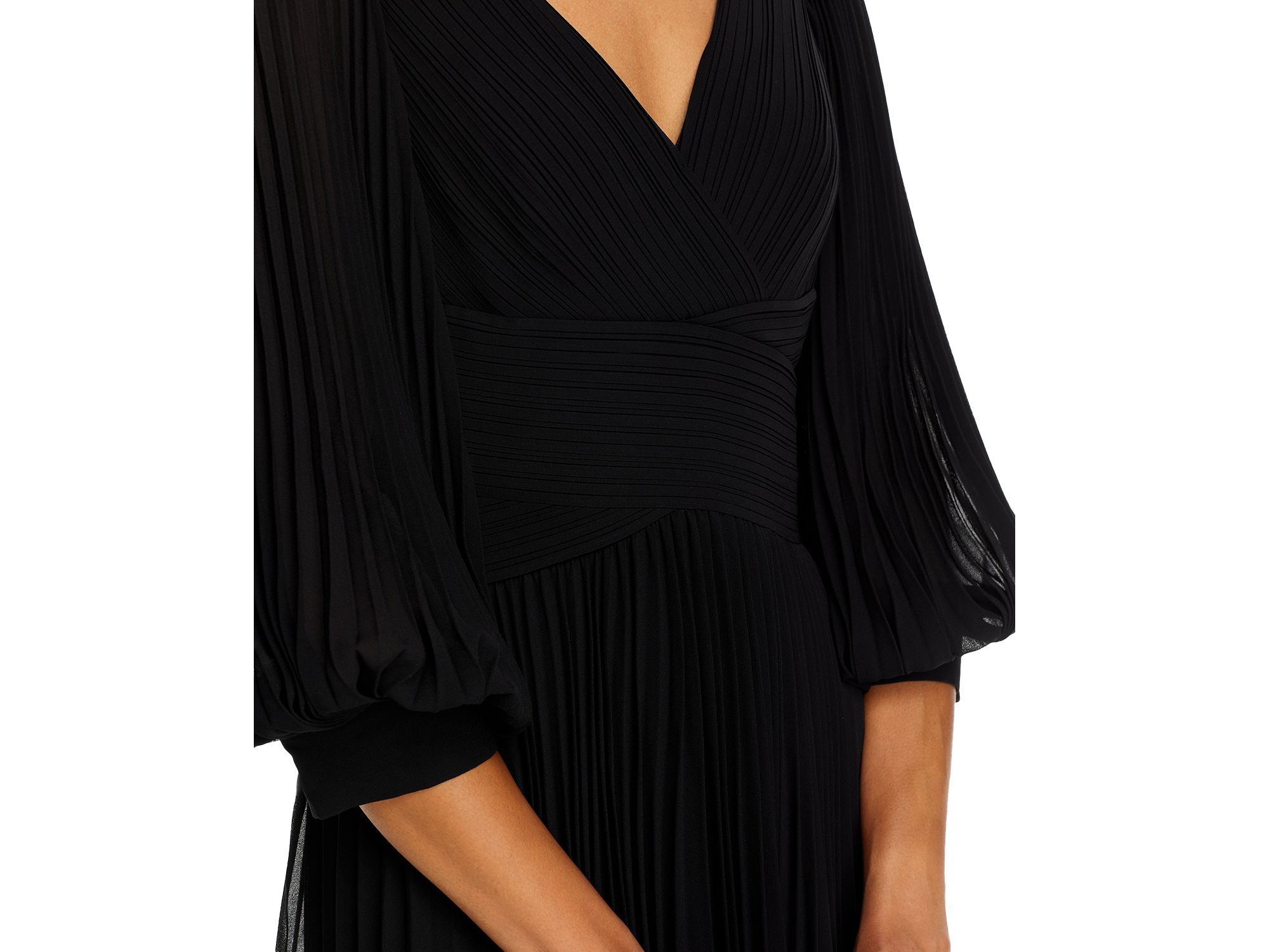 Chiffon Pleated V Neck Gown — Image 3