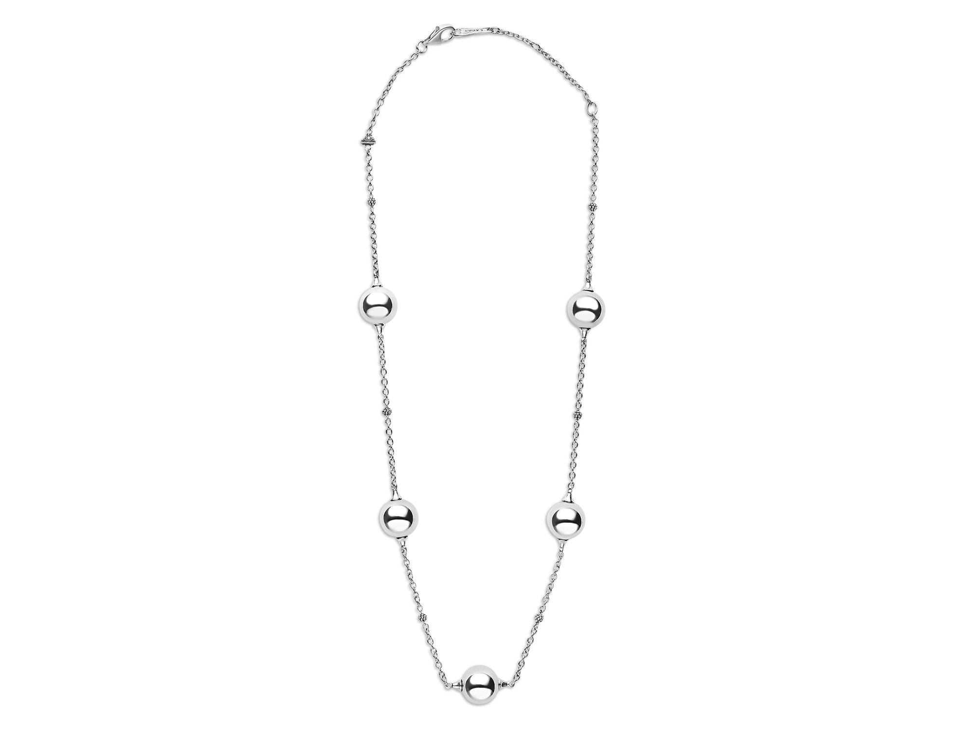 Sterling Caviar Bubbly Bead Station Necklace, 18" — Image 4